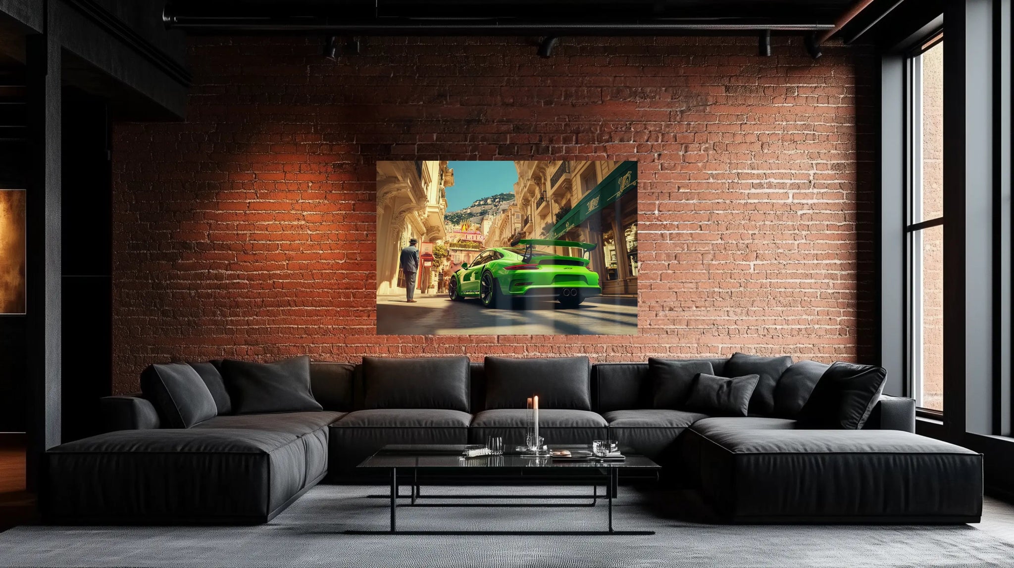 Green Beast – Porsche Autobild in Monte Carlo Power - Optik | Dein Wandbild - Dein Wandbild