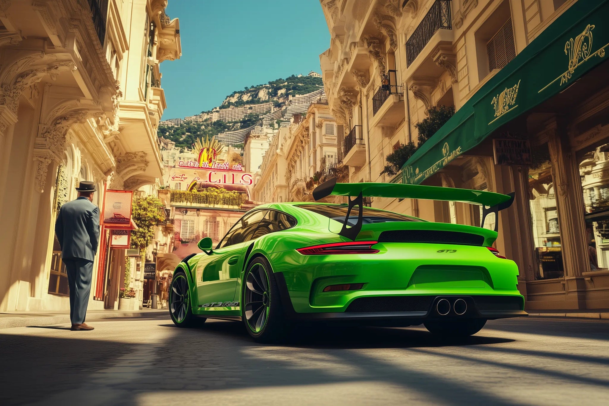 Green Beast – Porsche Autobild in Monte Carlo Power - Optik | Dein Wandbild - Dein Wandbild