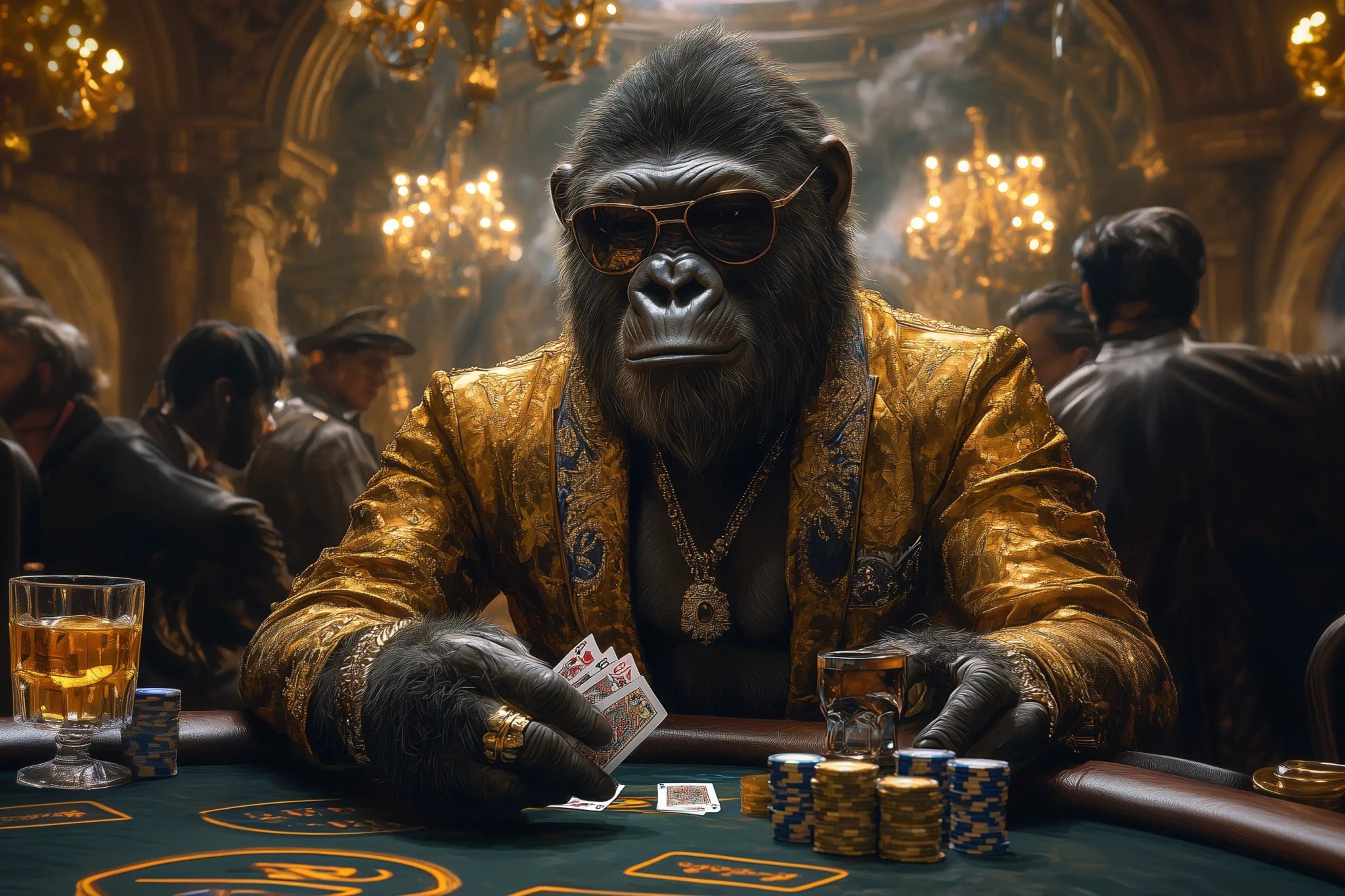 High Stakes Royalty: Der G Ape am Spieltisch | Premium Wandbild - Dein Wandbild