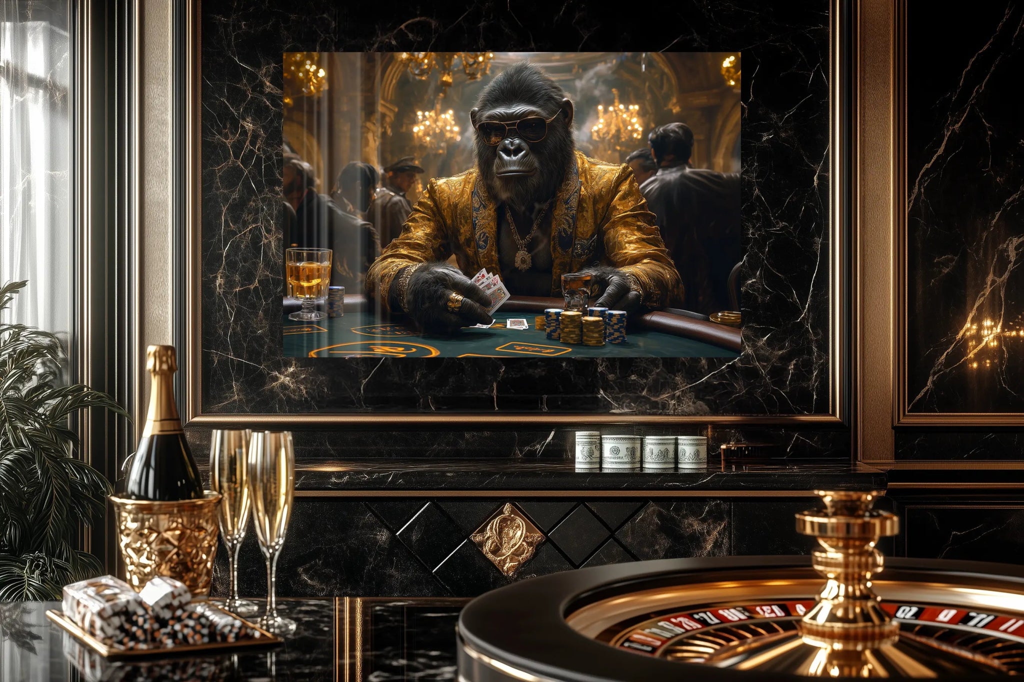 High Stakes Royalty: Der G Ape am Spieltisch | Premium Wandbild - Dein Wandbild
