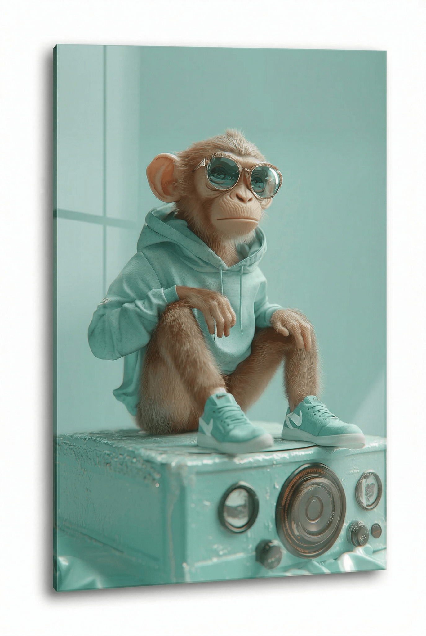 Ice - Cold Vibes – Der chillige Affe in Mintgrün | Dein Wandbild - Dein Wandbild