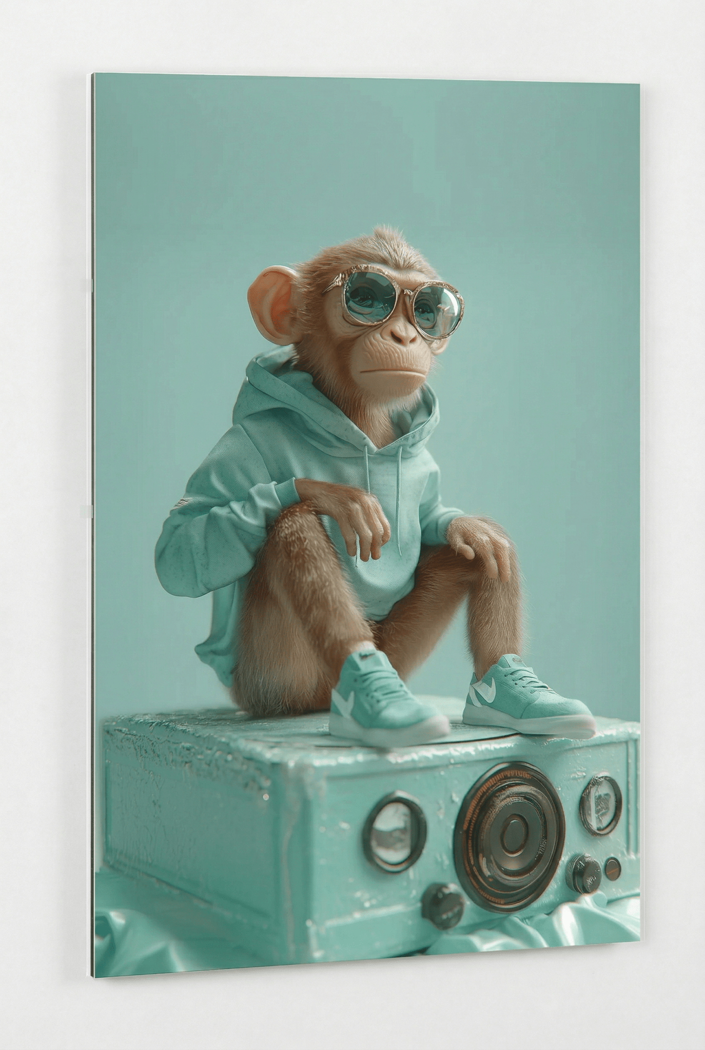 Ice - Cold Vibes – Der chillige Affe in Mintgrün | Dein Wandbild - Dein Wandbild