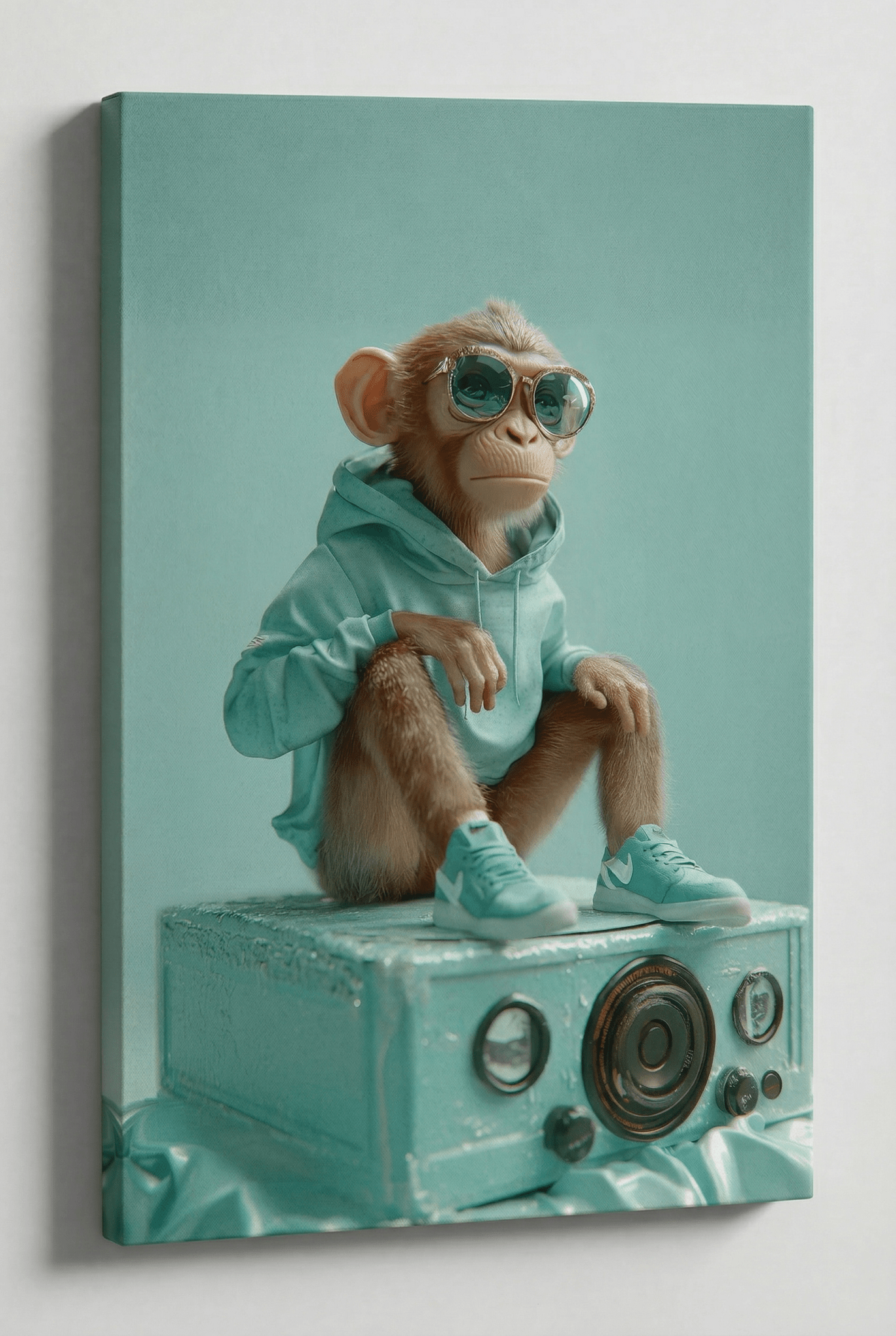 Ice - Cold Vibes – Der chillige Affe in Mintgrün | Dein Wandbild - Dein Wandbild