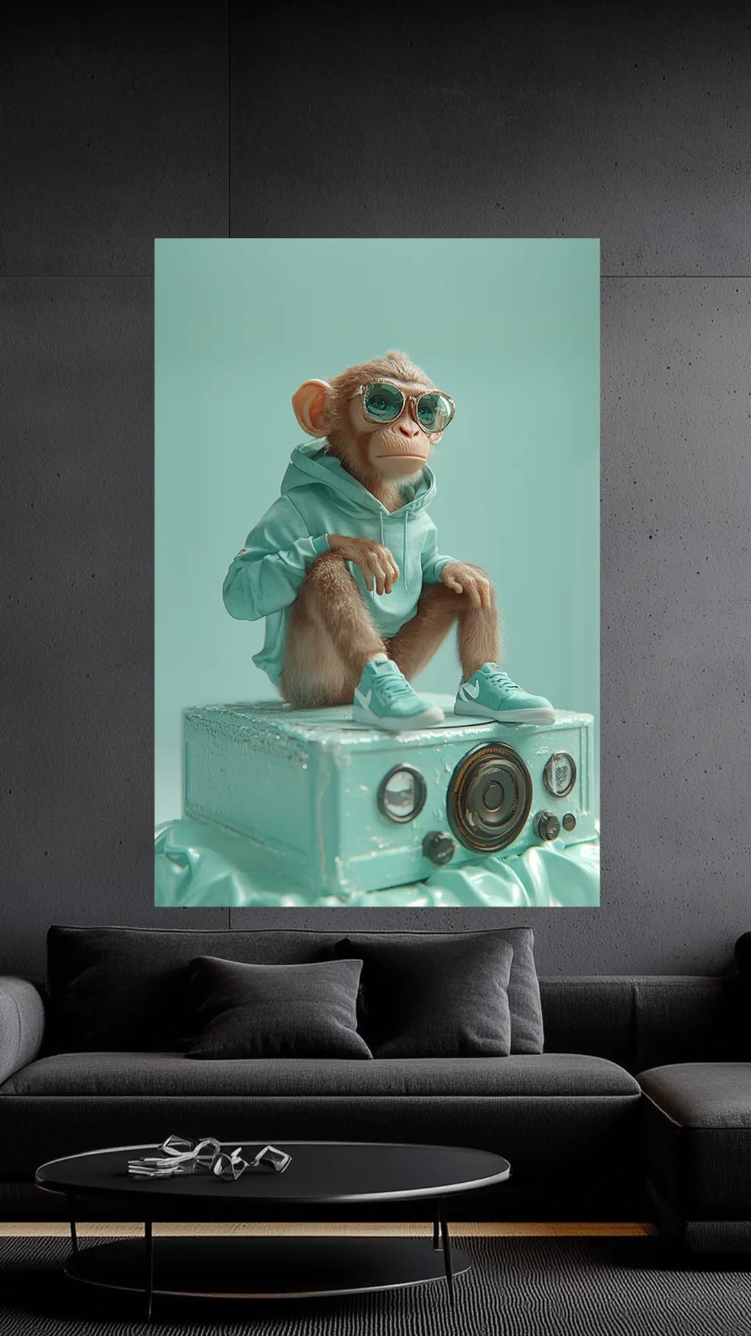 Ice - Cold Vibes – Der chillige Affe in Mintgrün | Dein Wandbild - Dein Wandbild