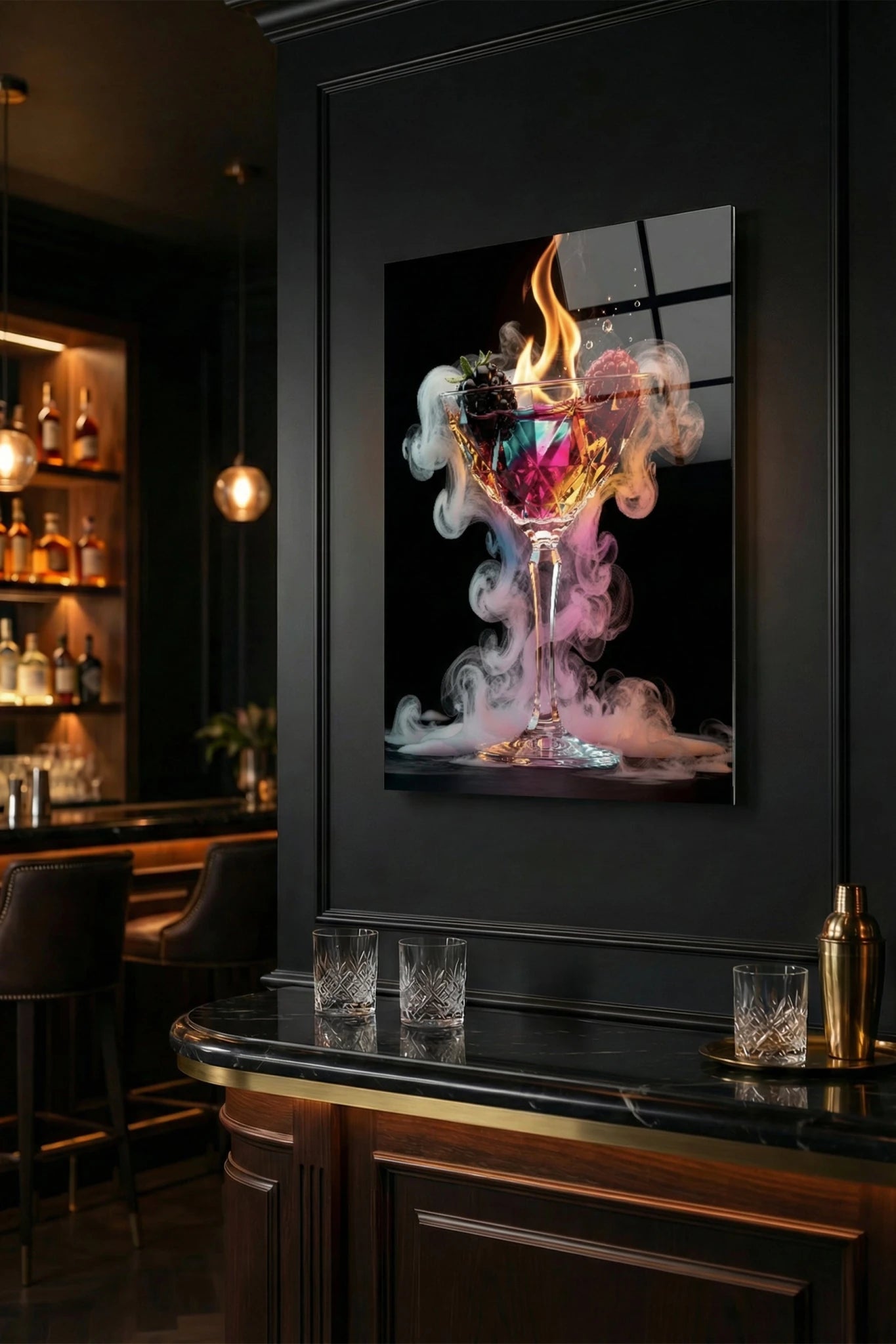 Ignited Elixir – Cocktail mit Feuer & Trockeneis | Dein Wandbild - Dein Wandbild