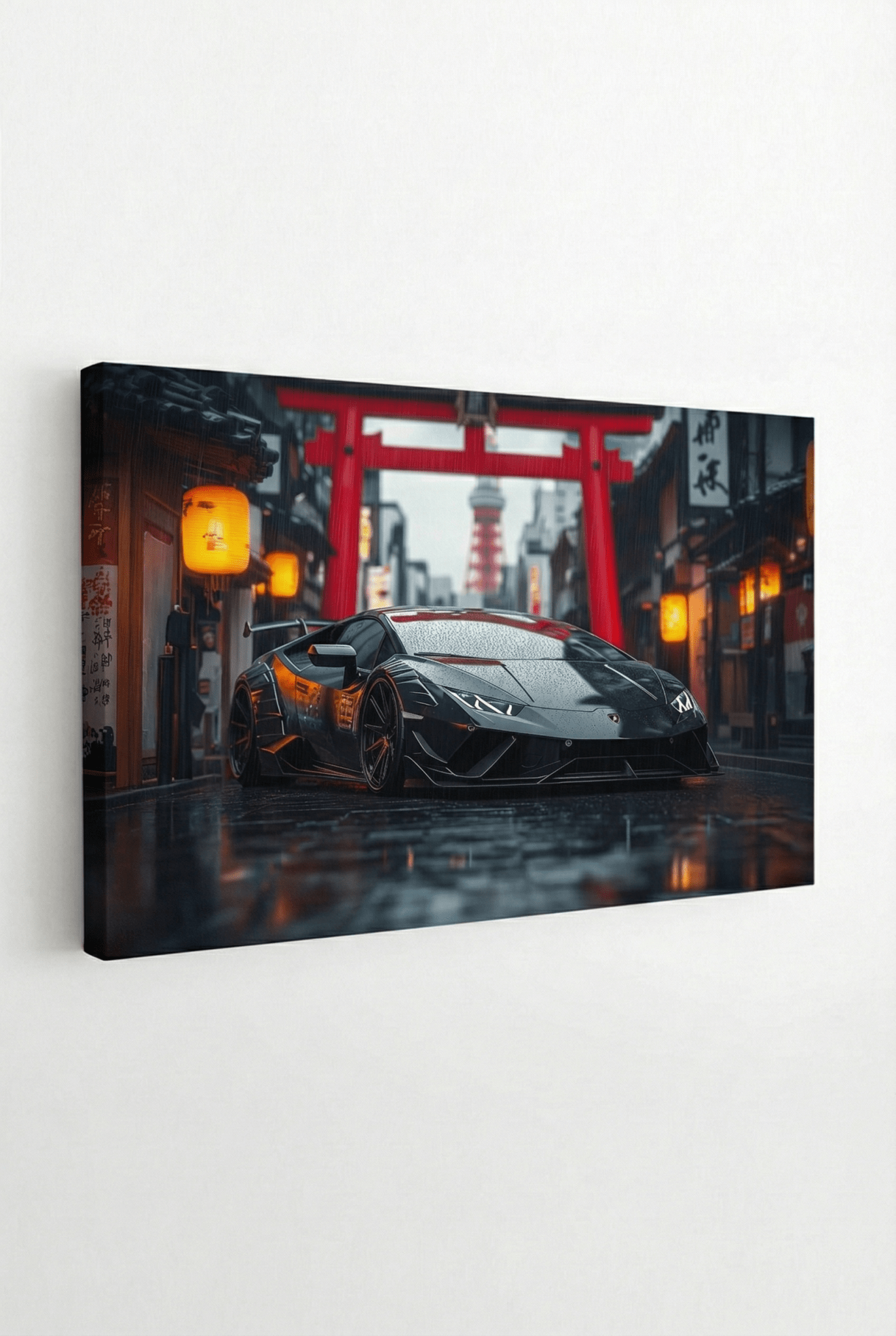 Japan Noir Edition – Lamborghini Autobild im dunklen Premium - Look | Dein Wandbild - Dein Wandbild