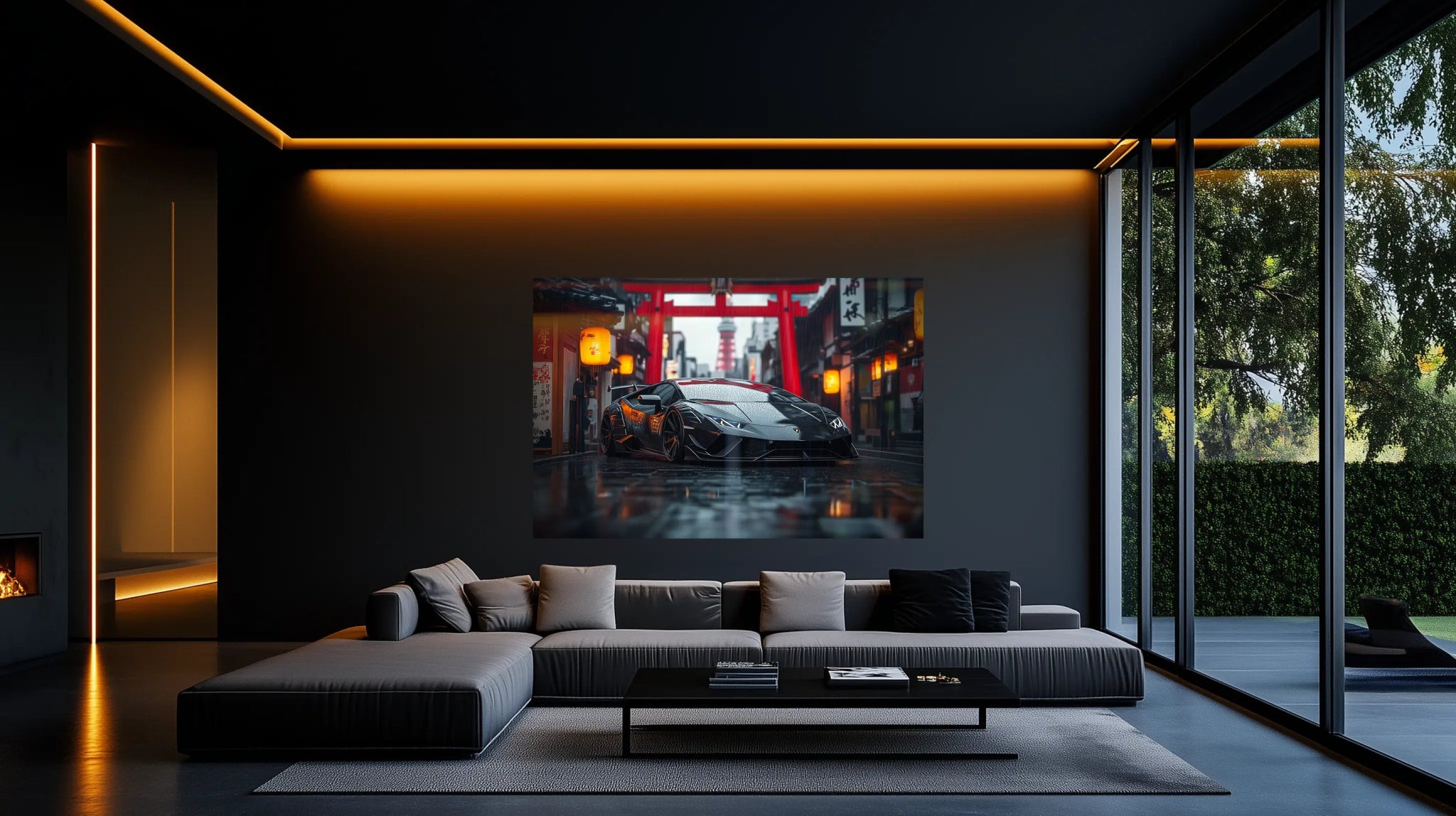 Japan Noir Edition – Lamborghini Autobild im dunklen Premium - Look | Dein Wandbild - Dein Wandbild