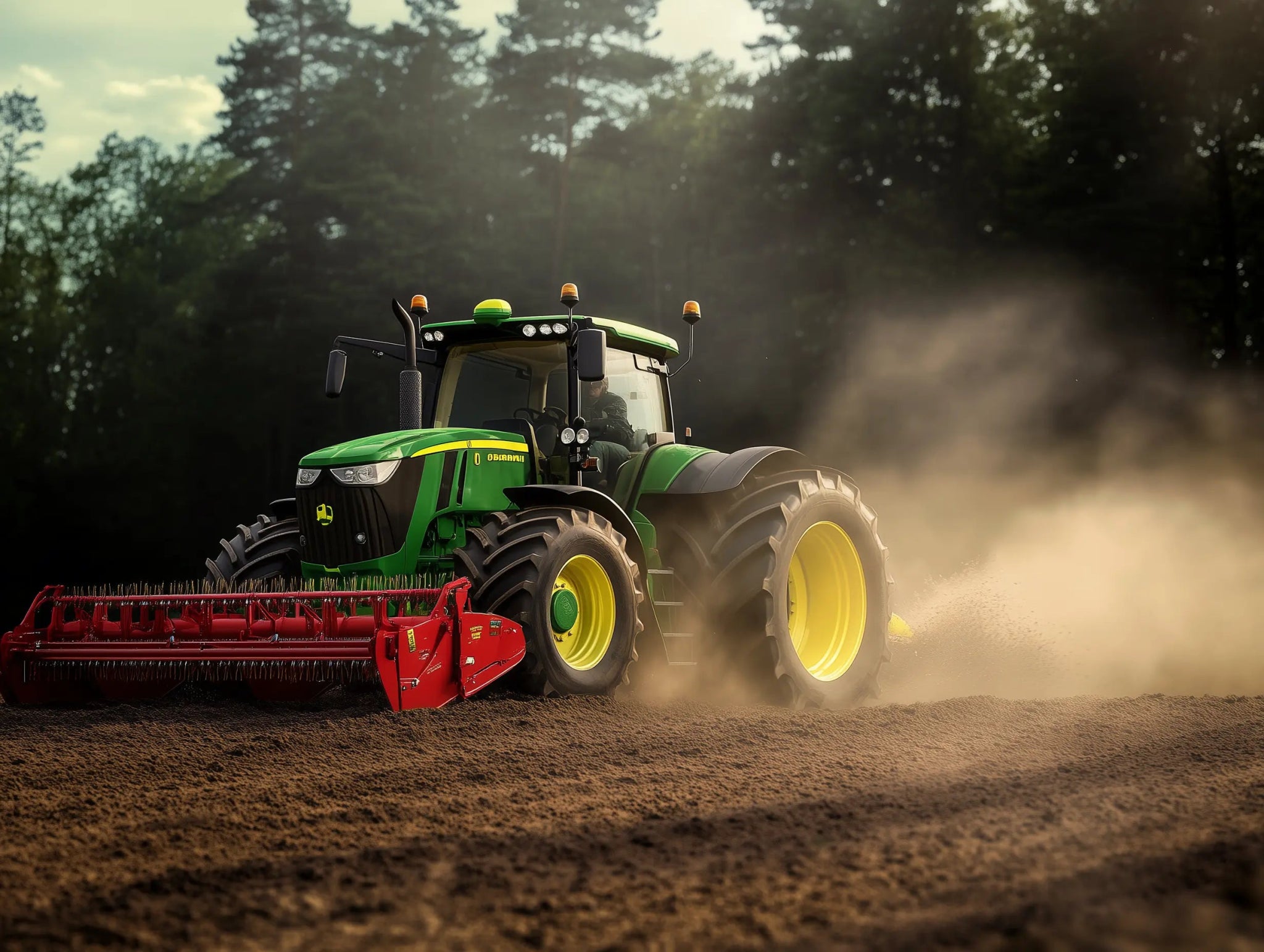 John Deere 8R – Staub. Power. Präzision. - Dein Wandbild