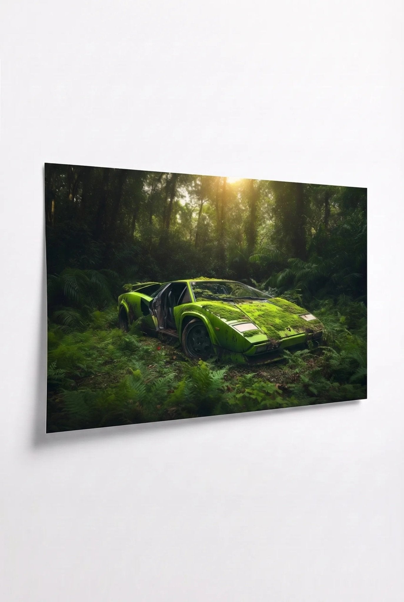 Lamborghini Countach vom Dschungel überwuchert - Dein Wandbild