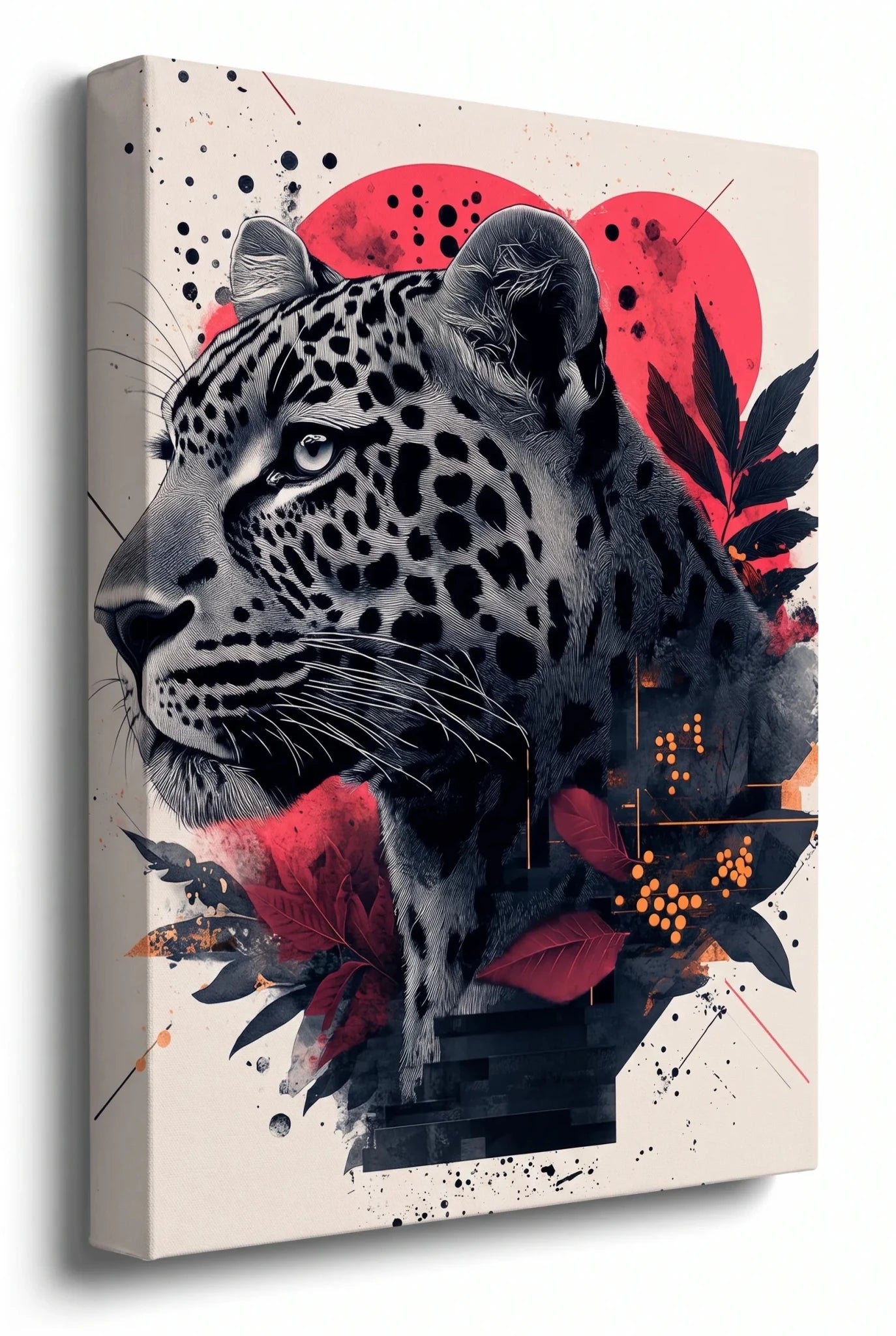 Leopard Portrait Mixed Media Illustration Wandbild - Dein Wandbild