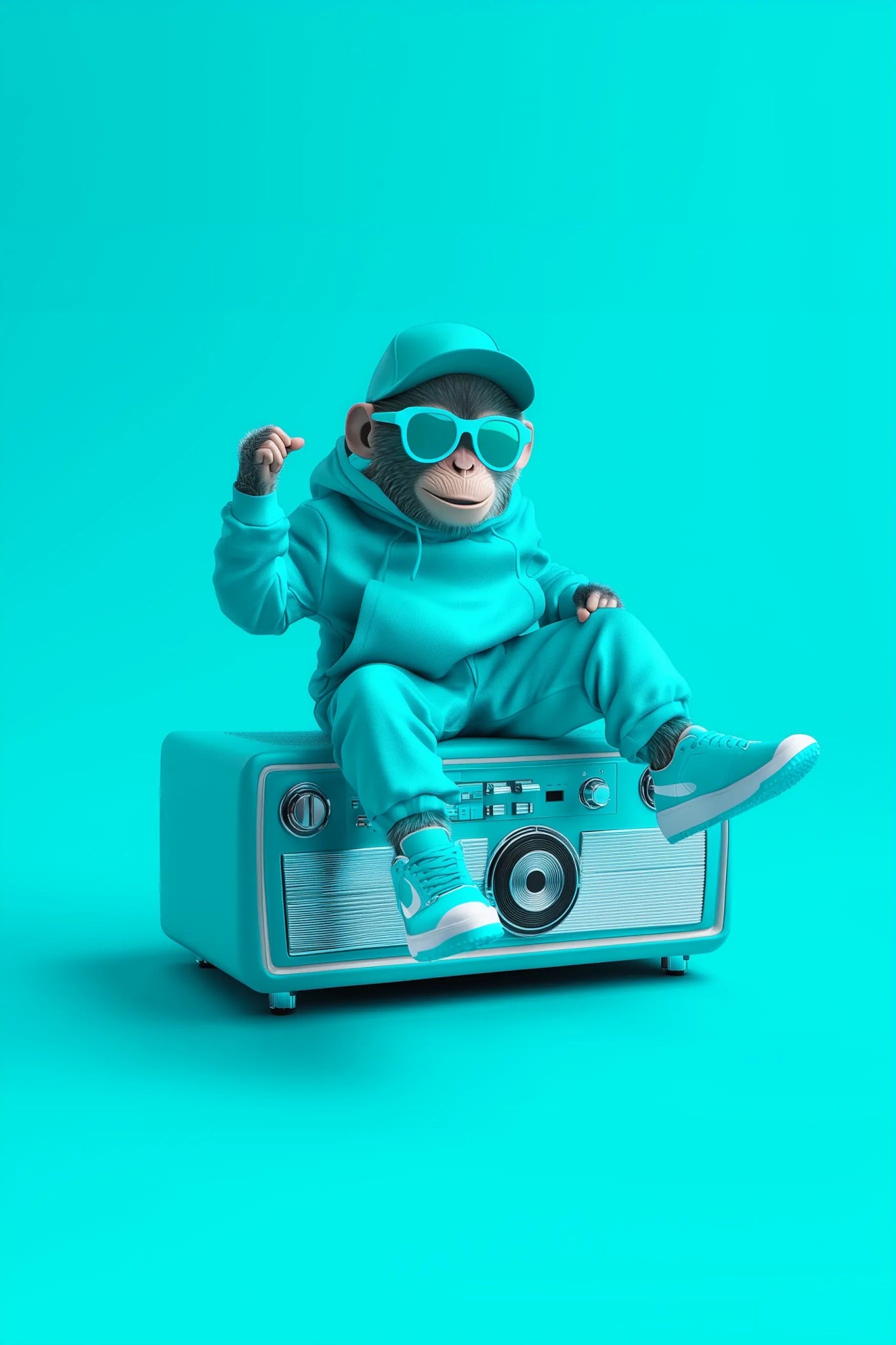 Lil’ Retro Chimp – Streetstyle - Kunstdruck mit verspieltem Retro - Vibe | Dein Wandbild - Dein Wandbild