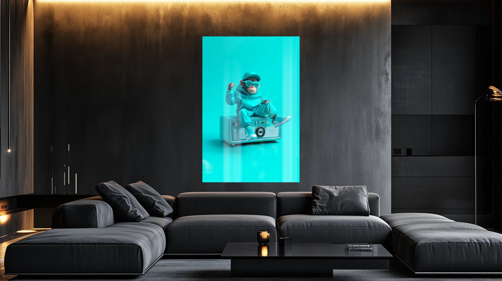 Lil’ Retro Chimp – Streetstyle - Kunstdruck mit verspieltem Retro - Vibe | Dein Wandbild - Dein Wandbild