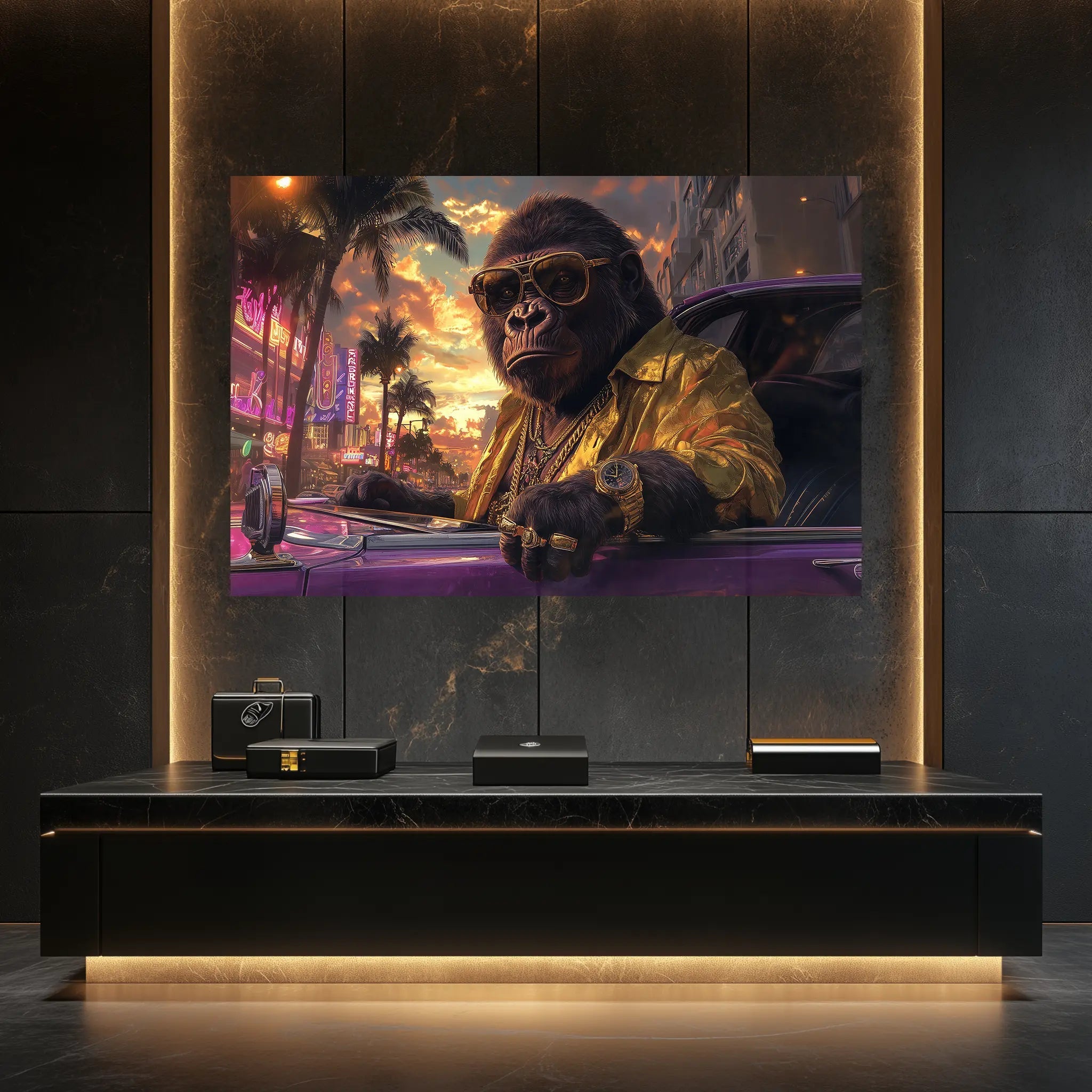 Majestät der Straße – Goldene Dominanz | Premium Wandbild - Dein Wandbild