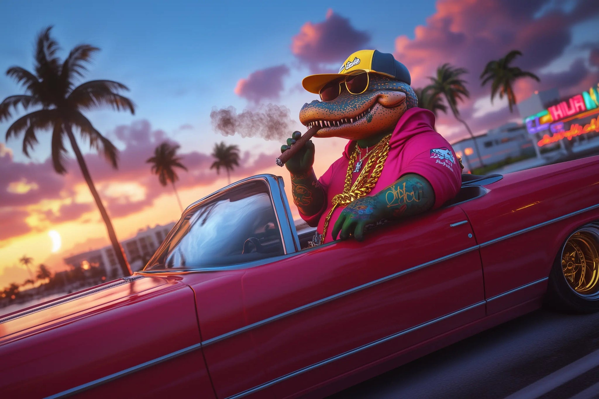 Miami Vice Attitude: Der König der Straßen | Premium Wandbild - Dein Wandbild