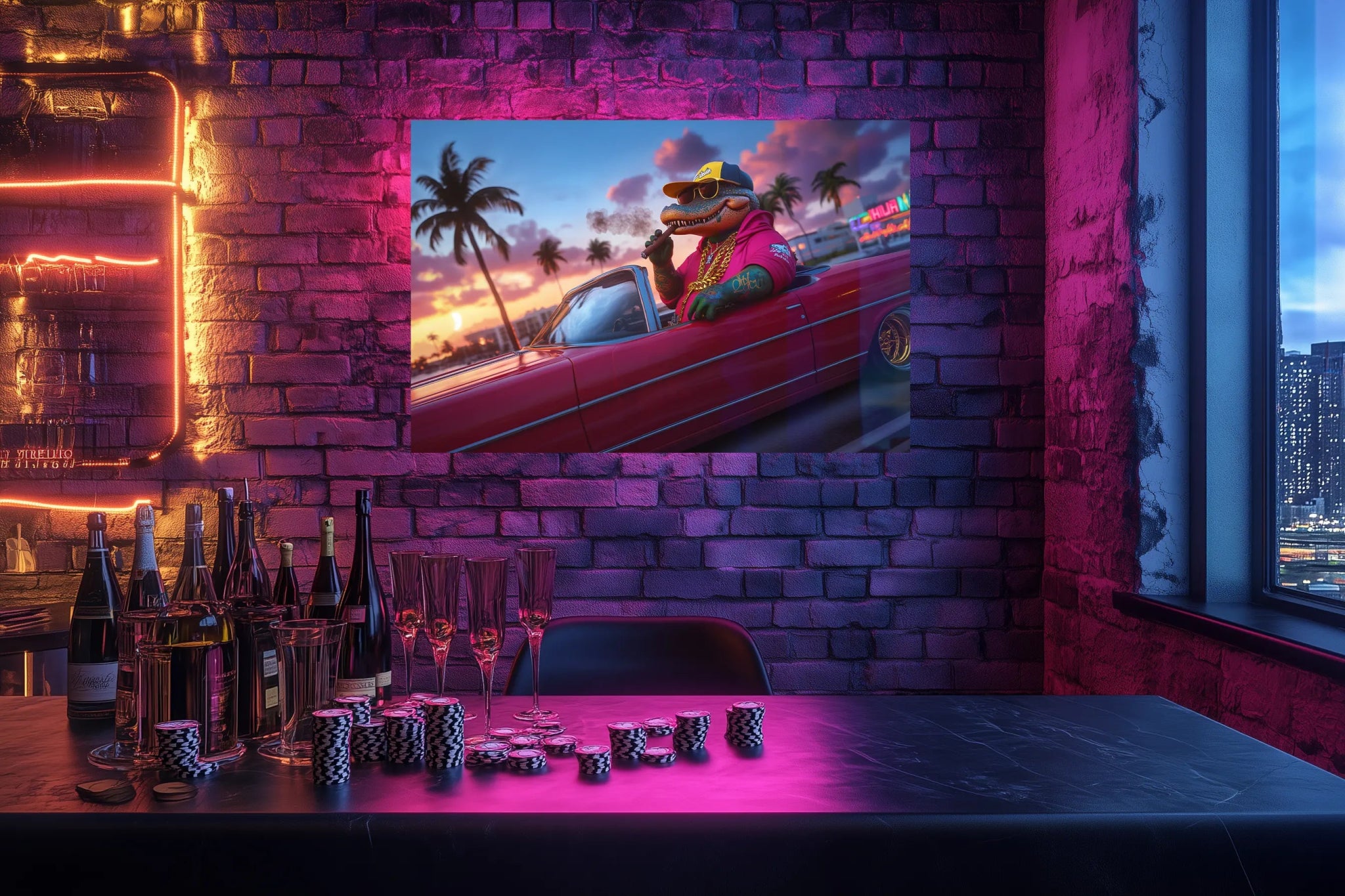 Miami Vice Attitude: Der König der Straßen | Premium Wandbild - Dein Wandbild