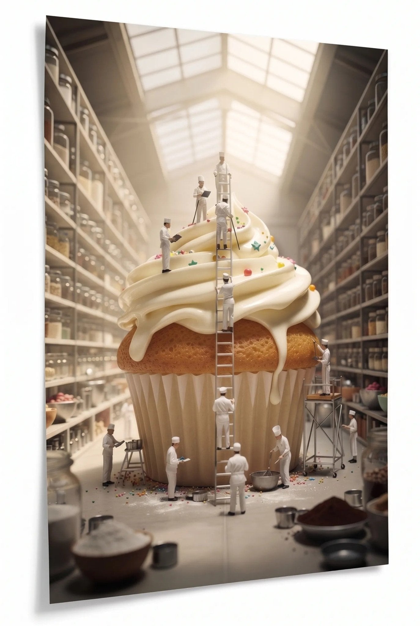 Miniatur-Bäcker auf Riesen-Cupcake – Tiny World - Dein Wandbild