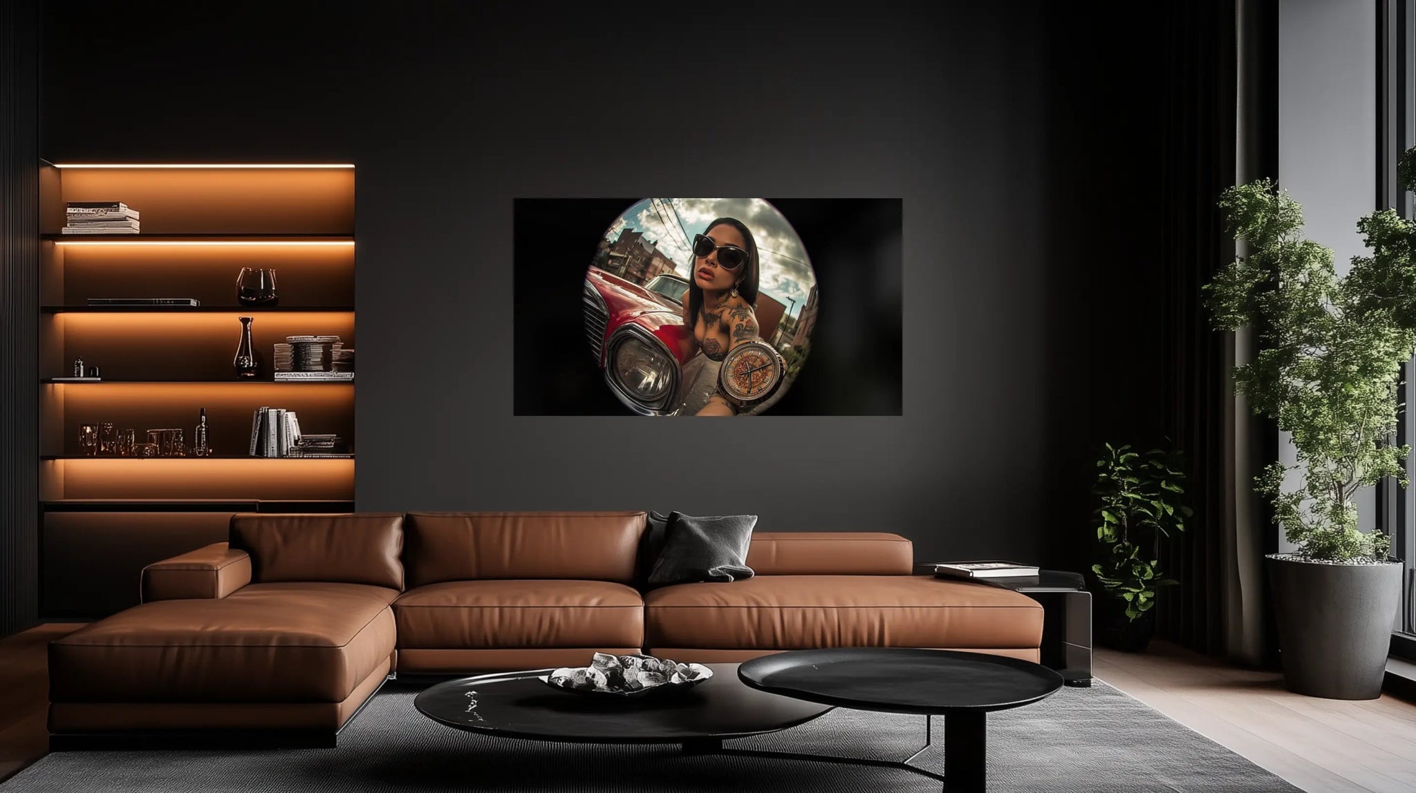 Mob Queen – Retro - Gangster Style mit Fisheye Flair als dominanter Kunstdruck | Dein Wandbild - Dein Wandbild