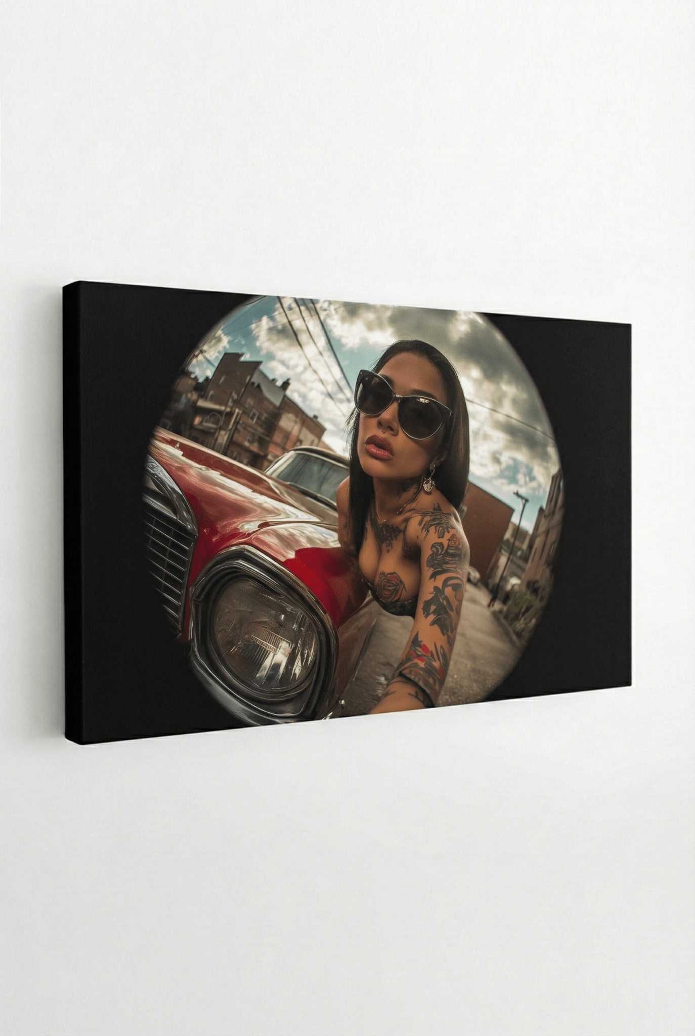 Mob Queen – Retro - Gangster Style mit Fisheye Flair als dominanter Kunstdruck | Dein Wandbild - Dein Wandbild