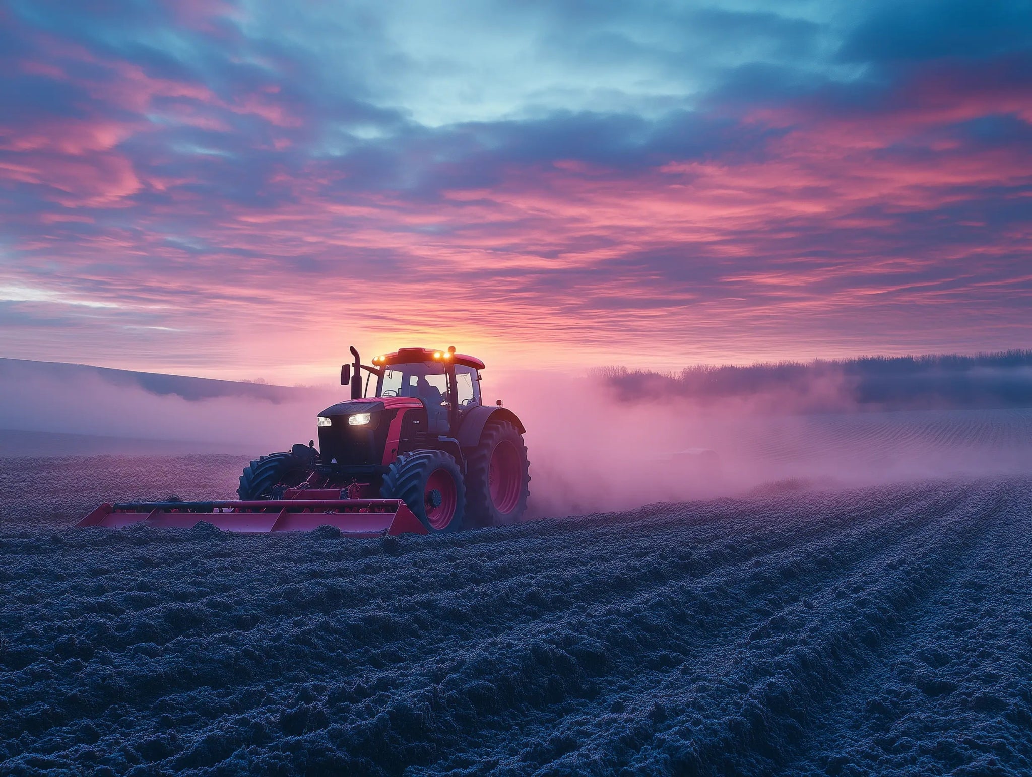 Morgenkraft – Traktor im Nebel der ersten Stunde - Dein Wandbild