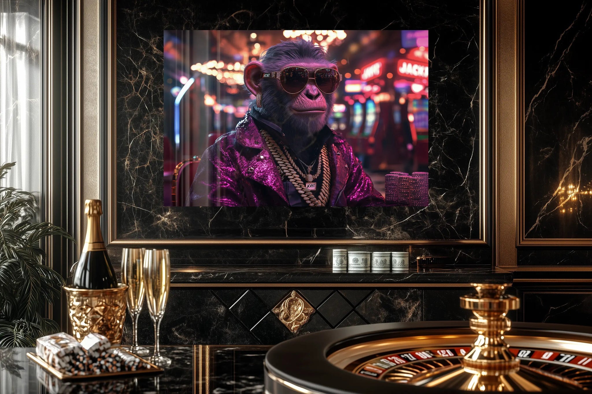 Mr. Jackpot: G Ape in seiner finalen Casino - Form | Premium Wandbild - Dein Wandbild