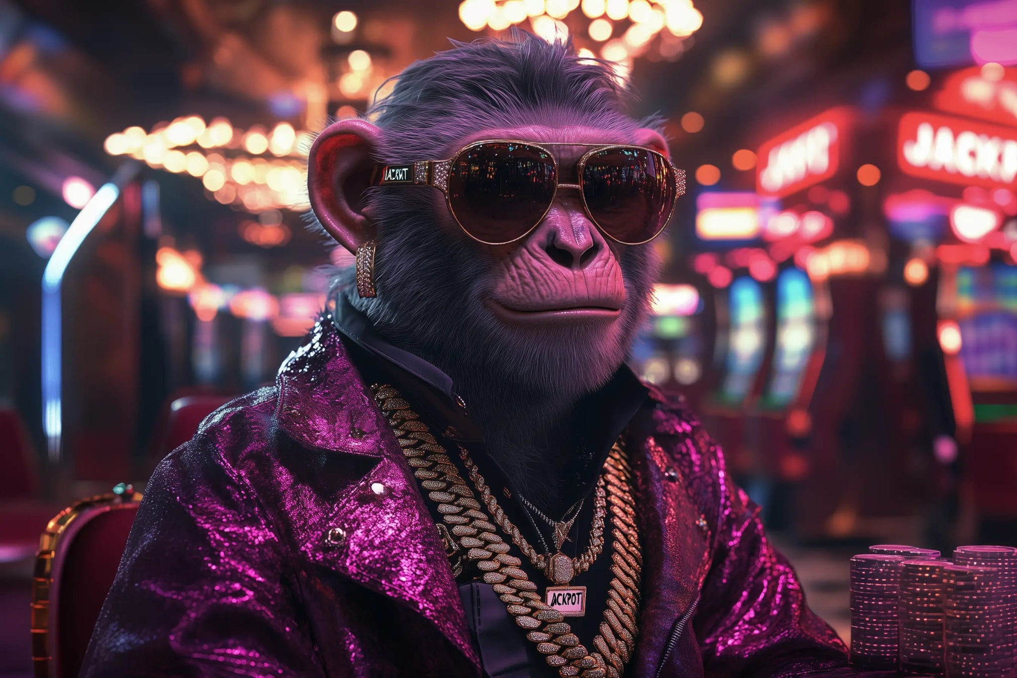 Mr. Jackpot: G Ape in seiner finalen Casino - Form | Premium Wandbild - Dein Wandbild