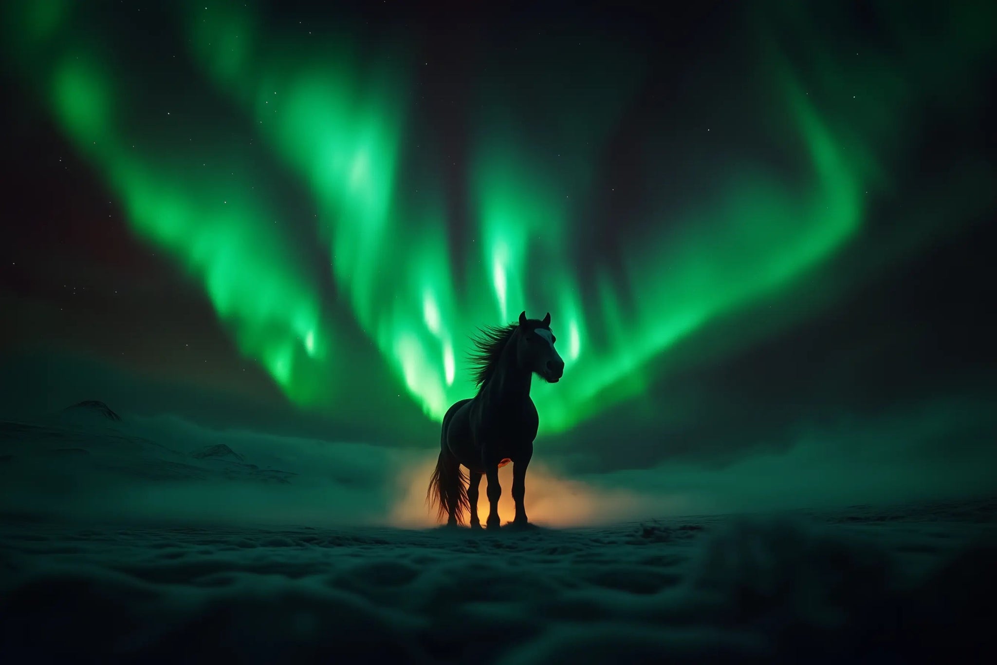 Mystischer Mustang – Pferdebild unter Nordlichtern voller Magie | Dein Wandbild - Dein Wandbild