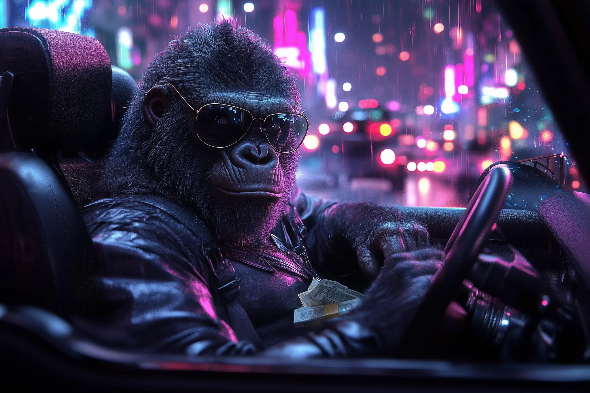 Nightshift Drive: Der G Ape mit Blick aus Stahl | Premium Wandbild - Dein Wandbild