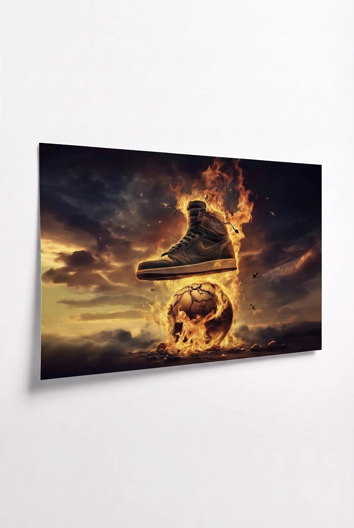 Nike Air Jordan in Flammen – Sneaker on Fire - Dein Wandbild