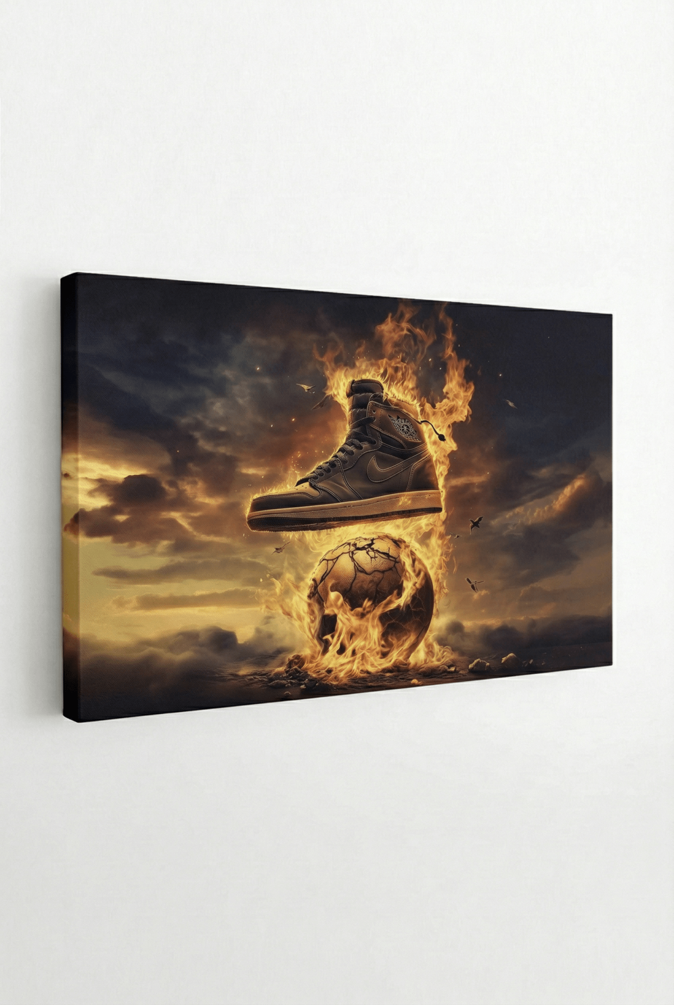 Nike Air Jordan in Flammen – Sneaker on Fire - Dein Wandbild
