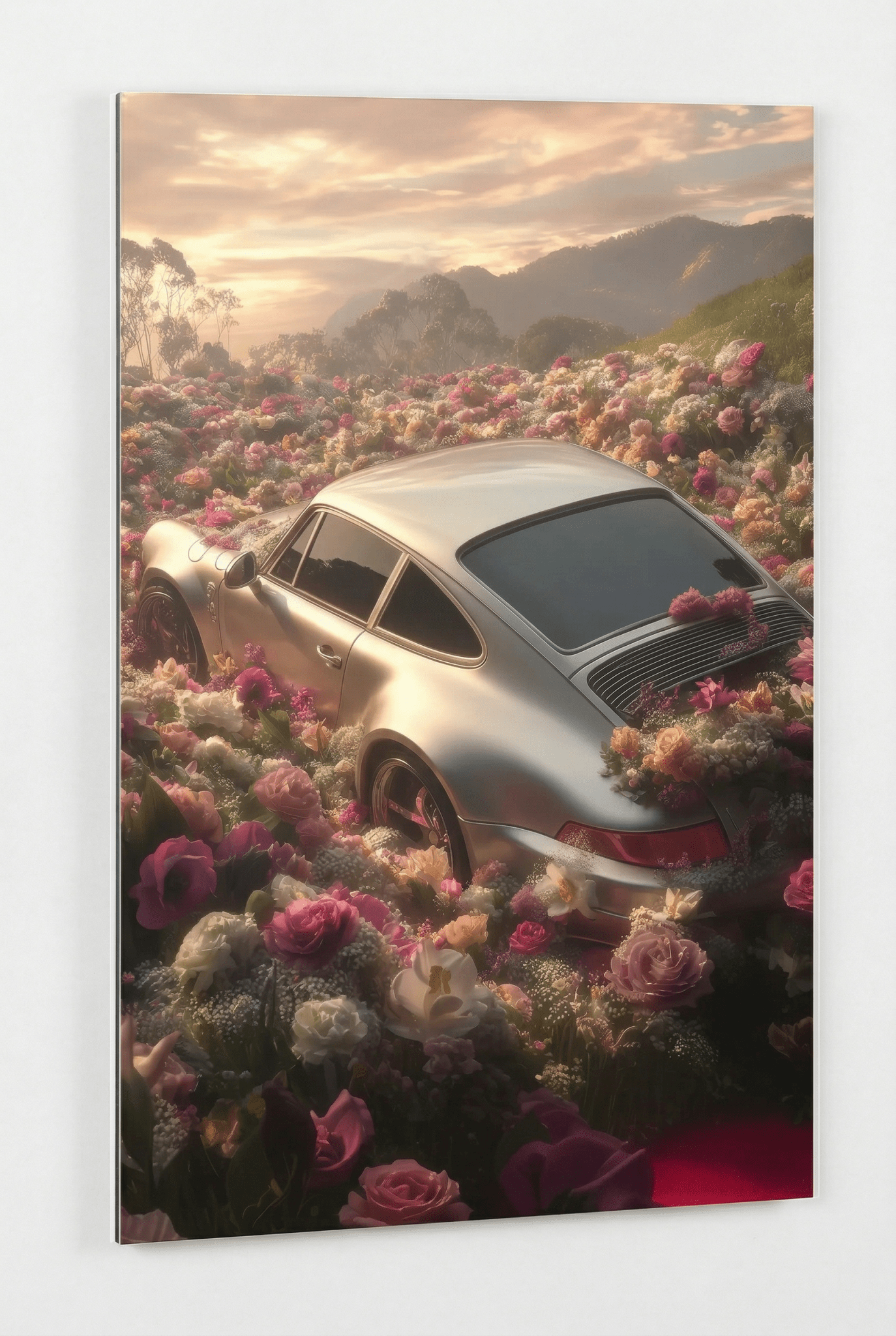 Porsche 911 Ikone im blüten meer – Wandkunst für Auto - Enthusiasten | Dein Wandbild - Dein Wandbild