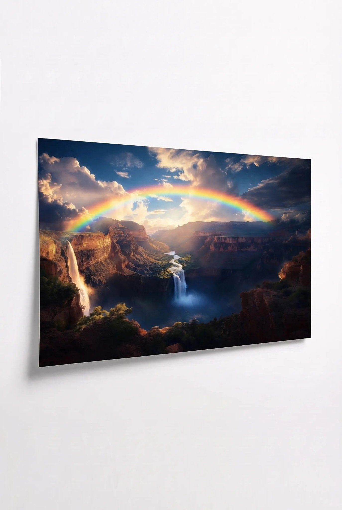 Regenbogen über Canyon mit Wasserfällen - Dein Wandbild