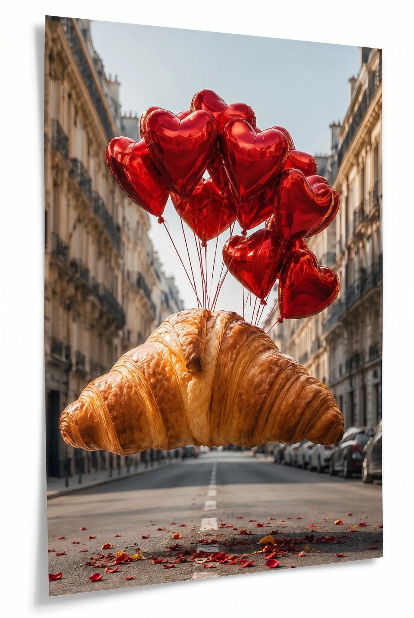 Riesen Croissant mit Herzballons in Paris Strasse Wandbild - Dein Wandbild