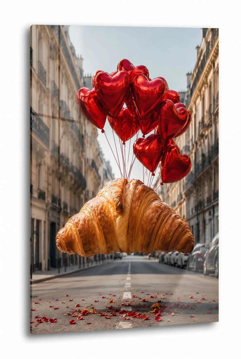 Riesen Croissant mit Herzballons in Paris Strasse Wandbild - Dein Wandbild