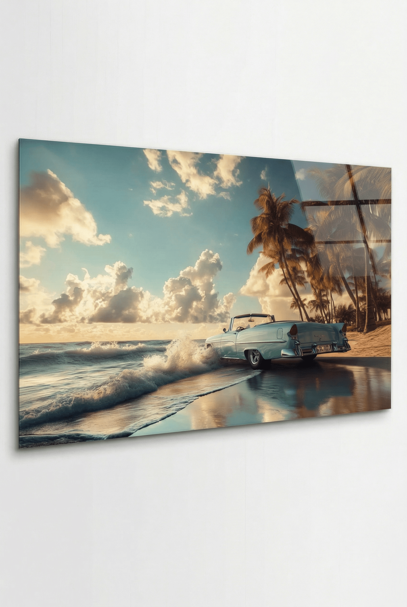 Roadtrip in die Freiheit – Autobild mit Cabrio am Tropen - Highway | Dein Wandbild - Dein Wandbild