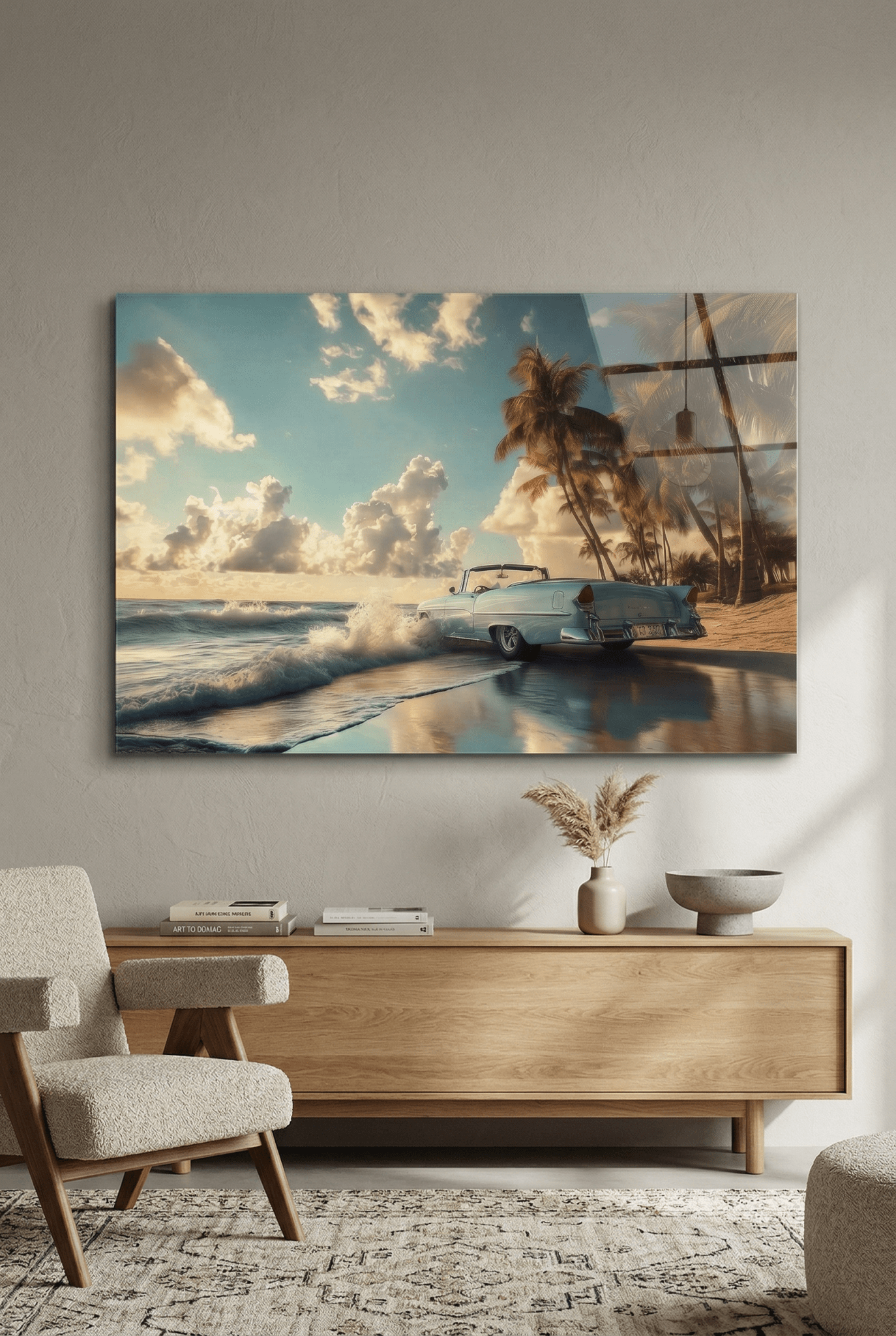 Roadtrip in die Freiheit – Autobild mit Cabrio am Tropen - Highway | Dein Wandbild - Dein Wandbild