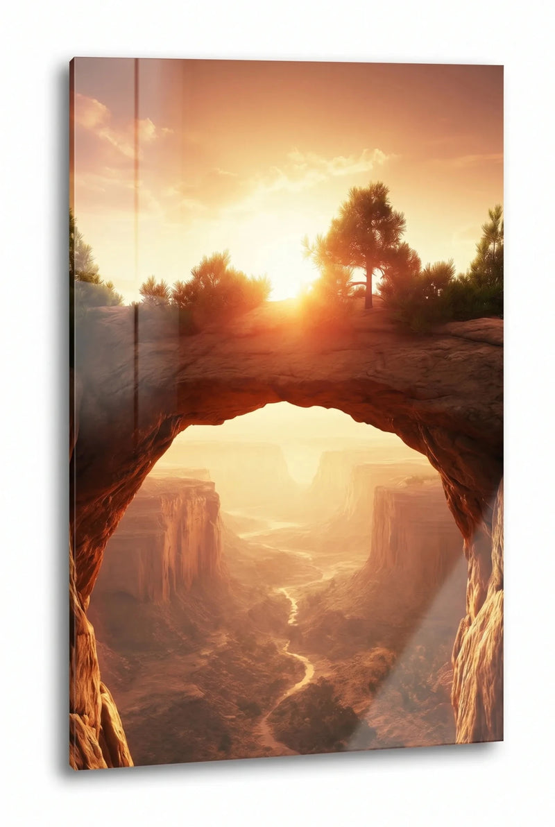 Sandstein Torbogen über Schlucht Sonnenuntergang Wandbild - Dein Wandbild