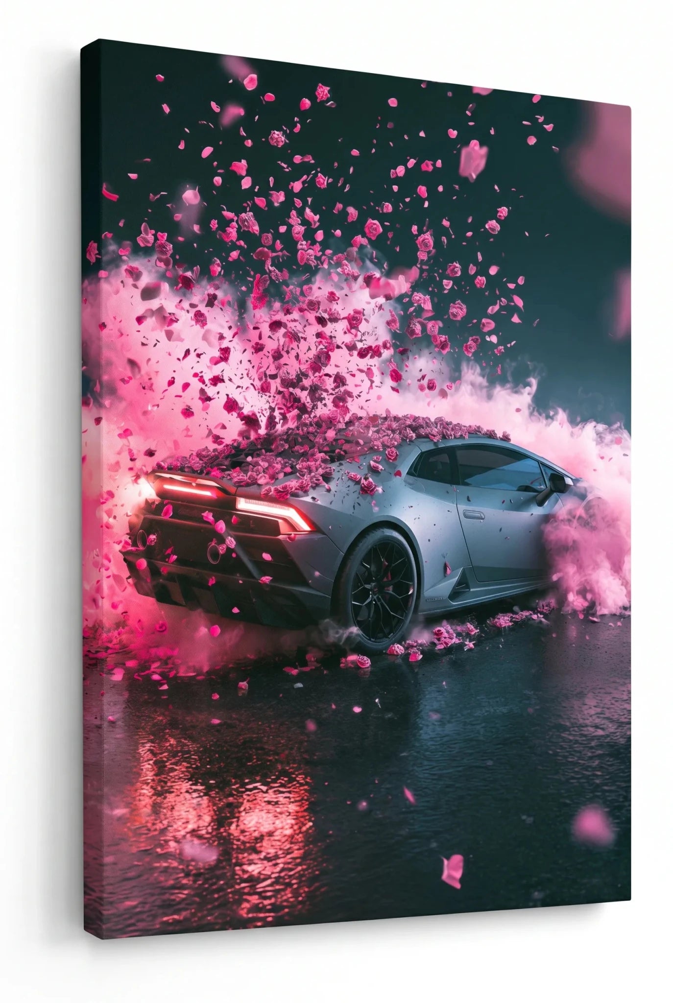 Supercar Rosenblüten Explosion Pink Wandbild - Dein Wandbild