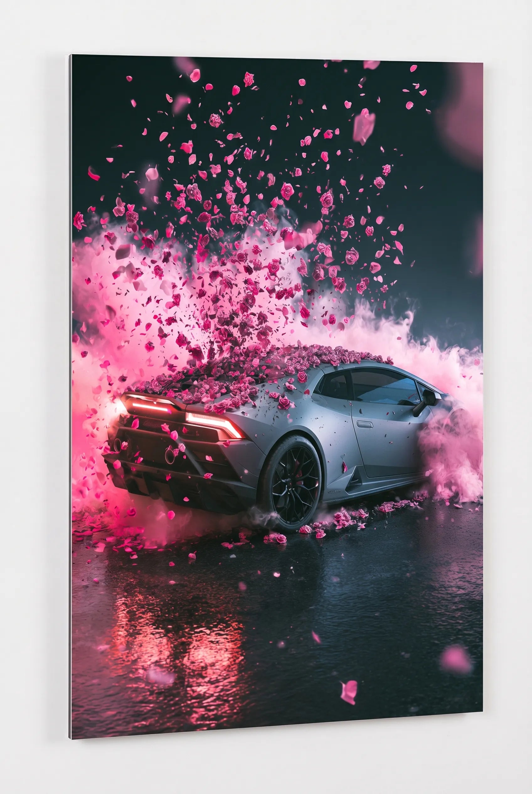 Supercar Rosenblüten Explosion Pink Wandbild - Dein Wandbild