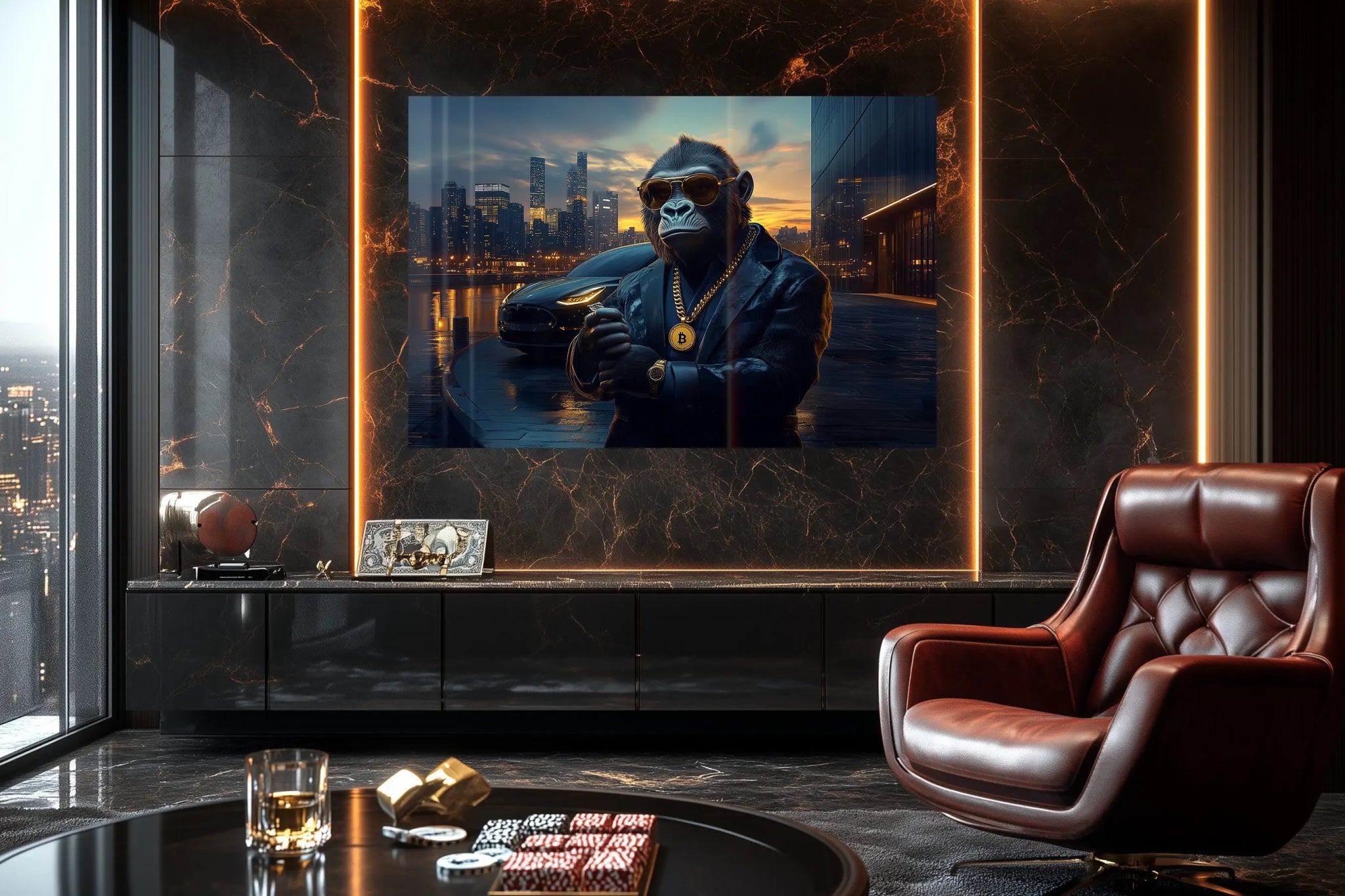 The Crypto Don G Ape: Wenn Schweigen mehr sagt als Millionen | Premium Wandbild - Dein Wandbild
