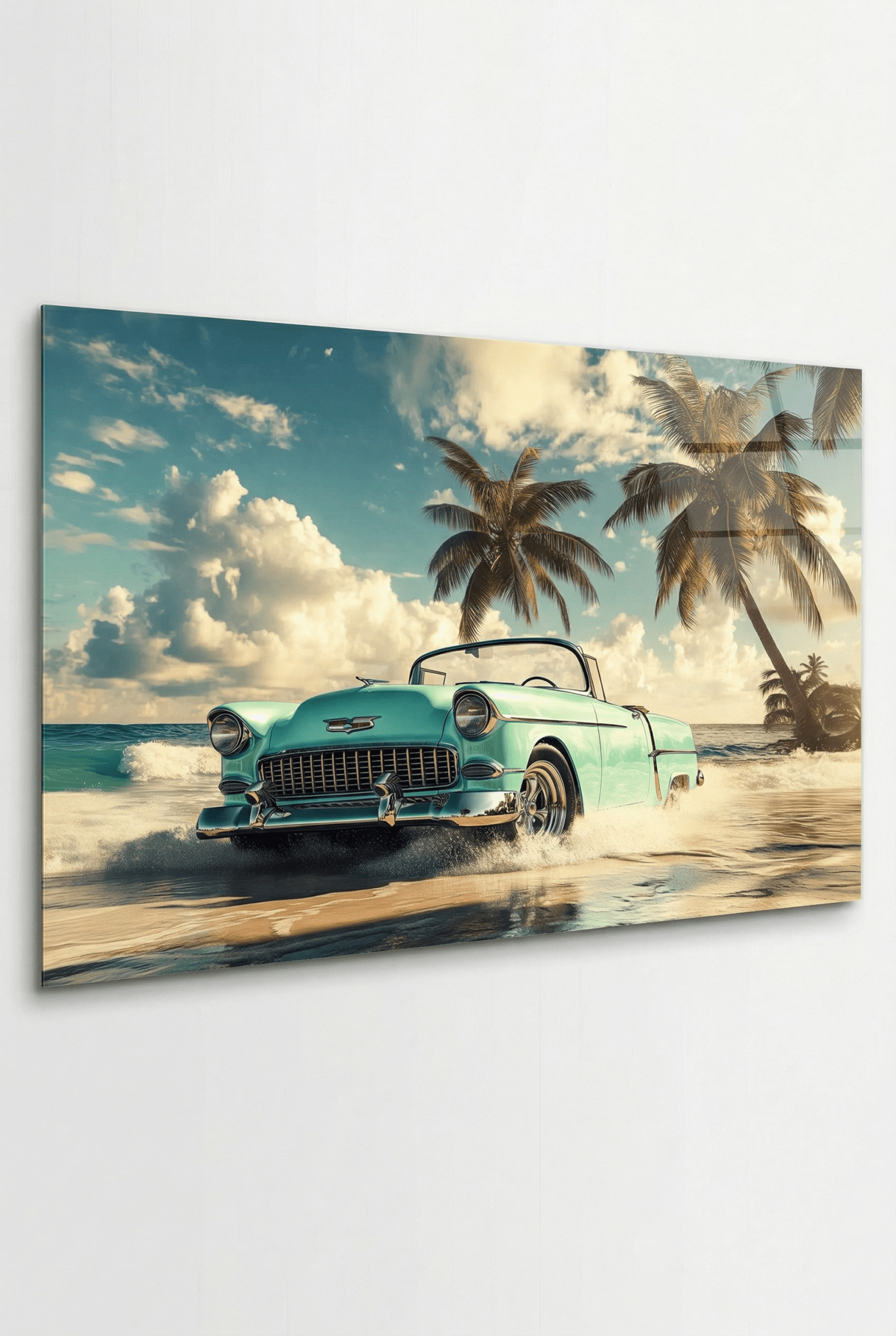 Tropische Freiheit – Autobild mit Retro - Charme & Palmenflair | Dein Wandbild - Dein Wandbild