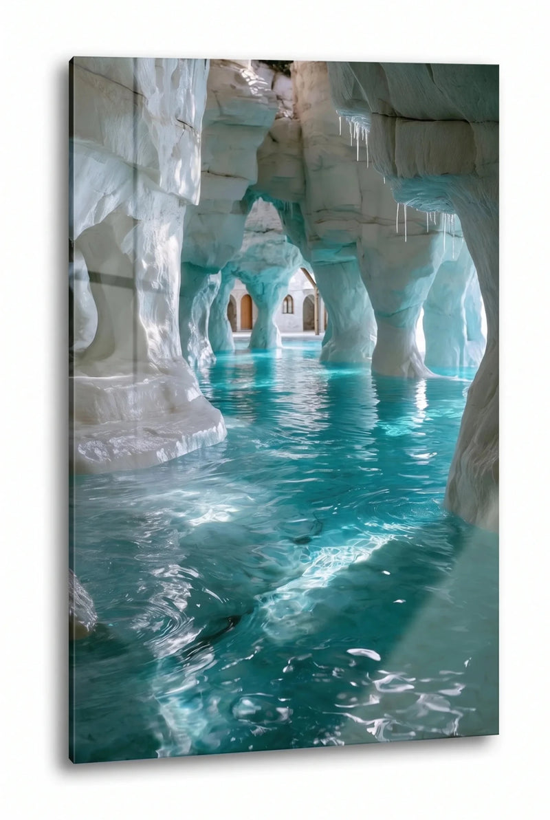 Türkise Höhlengrotte mit Wasser Luxus Wandbild - Dein Wandbild