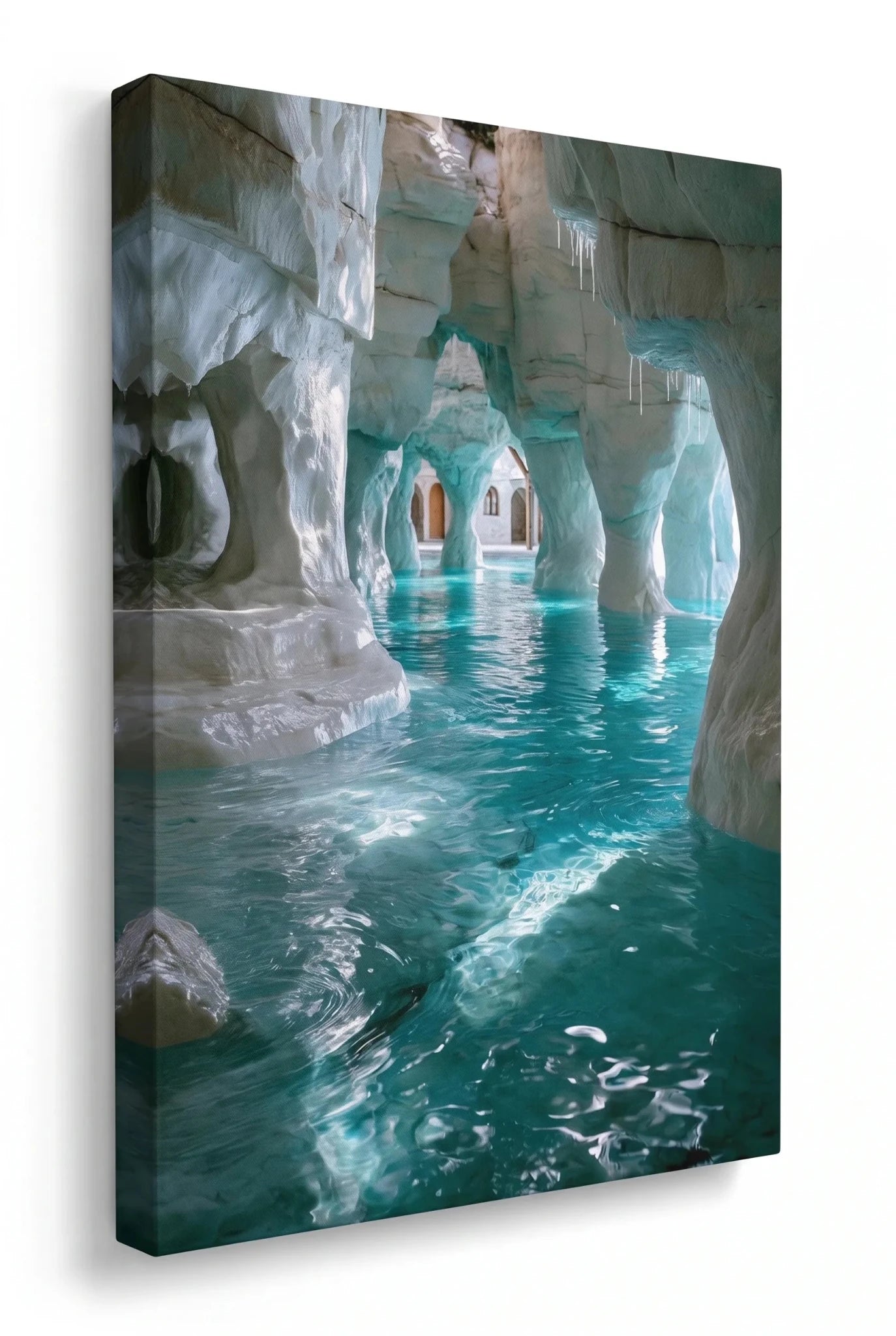 Türkise Höhlengrotte mit Wasser Luxus Wandbild - Dein Wandbild