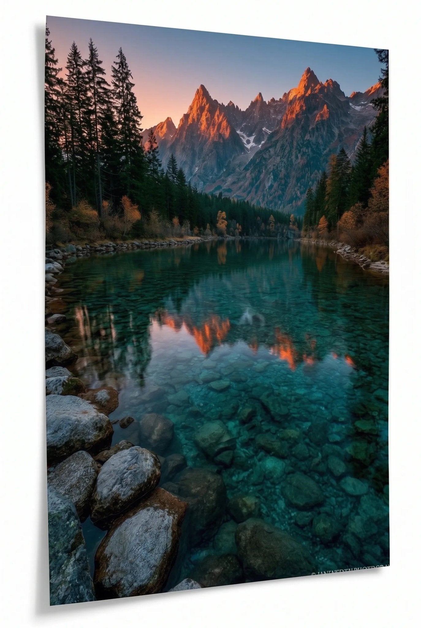 Türkiser Bergsee Alpen Sonnenaufgang Wandbild - Dein Wandbild