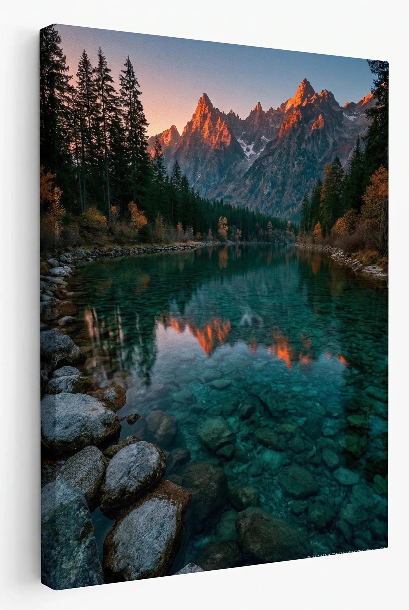 Türkiser Bergsee Alpen Sonnenaufgang Wandbild - Dein Wandbild