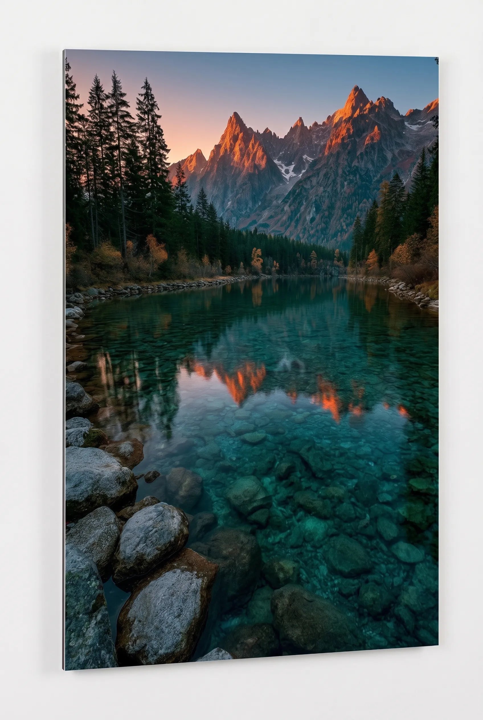 Türkiser Bergsee Alpen Sonnenaufgang Wandbild - Dein Wandbild
