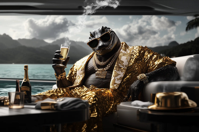 G Croko – Champagner auf Luxusyacht in Gold