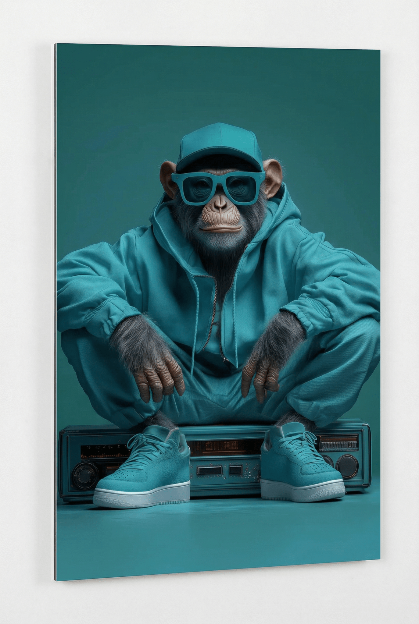 Urban Jungle – Der Streetwear - Affe in Cyan | Dein Wandbild - Dein Wandbild