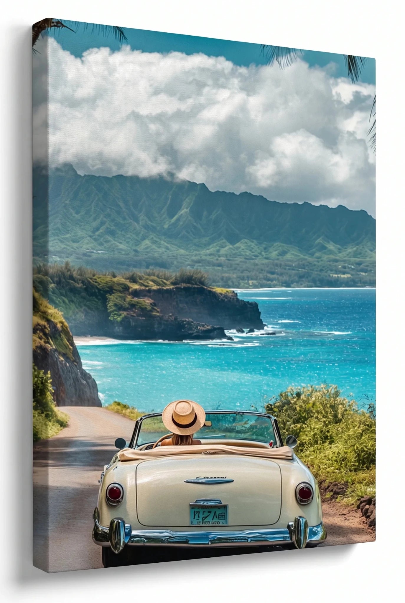 Vintage Cabrio Küstenstrasse Tropisch Wandbild - Dein Wandbild
