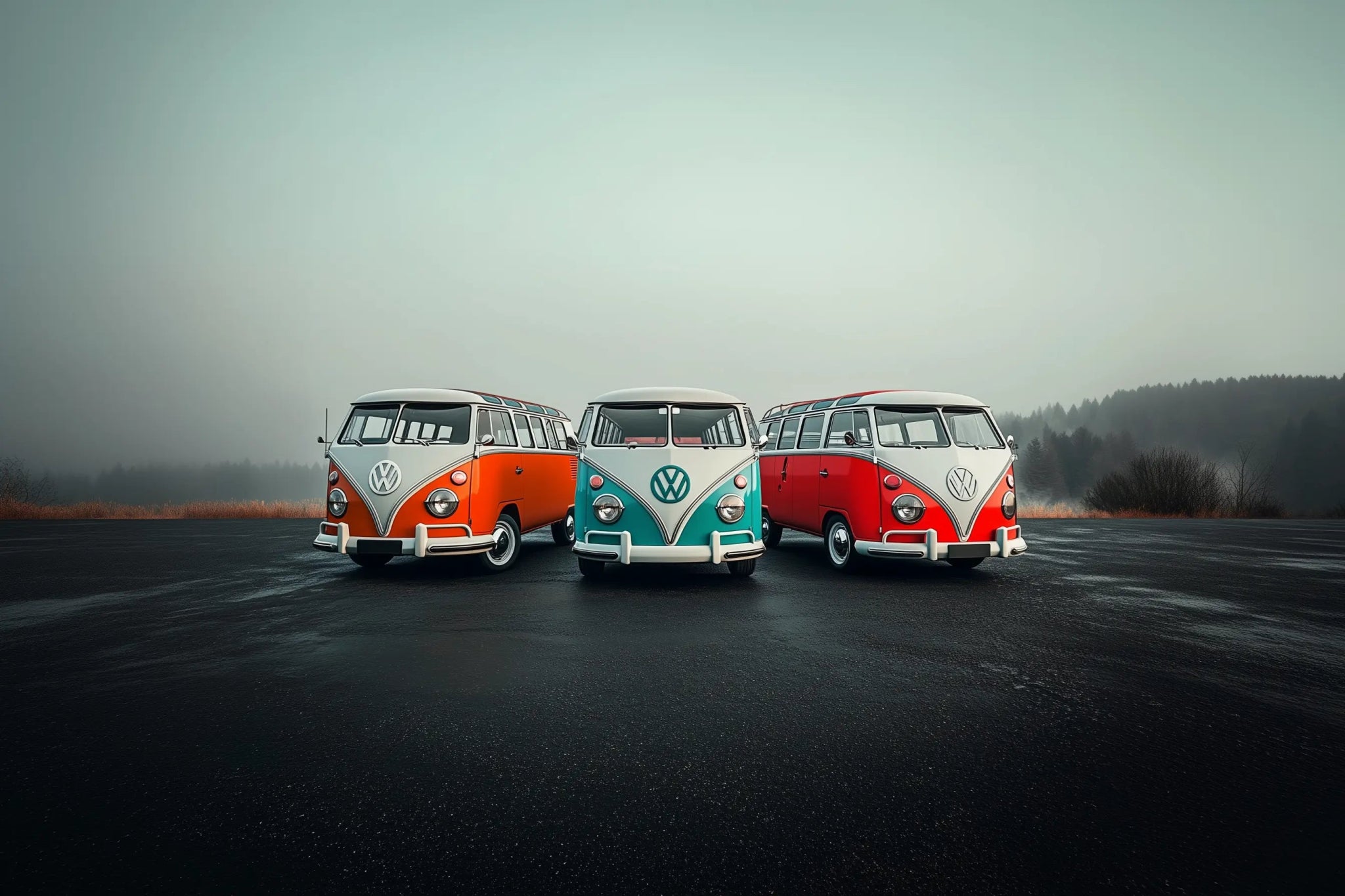 VW Bulli T1 – Dreifache Nostalgie auf der Straße | Dein Wandbild - Dein Wandbild