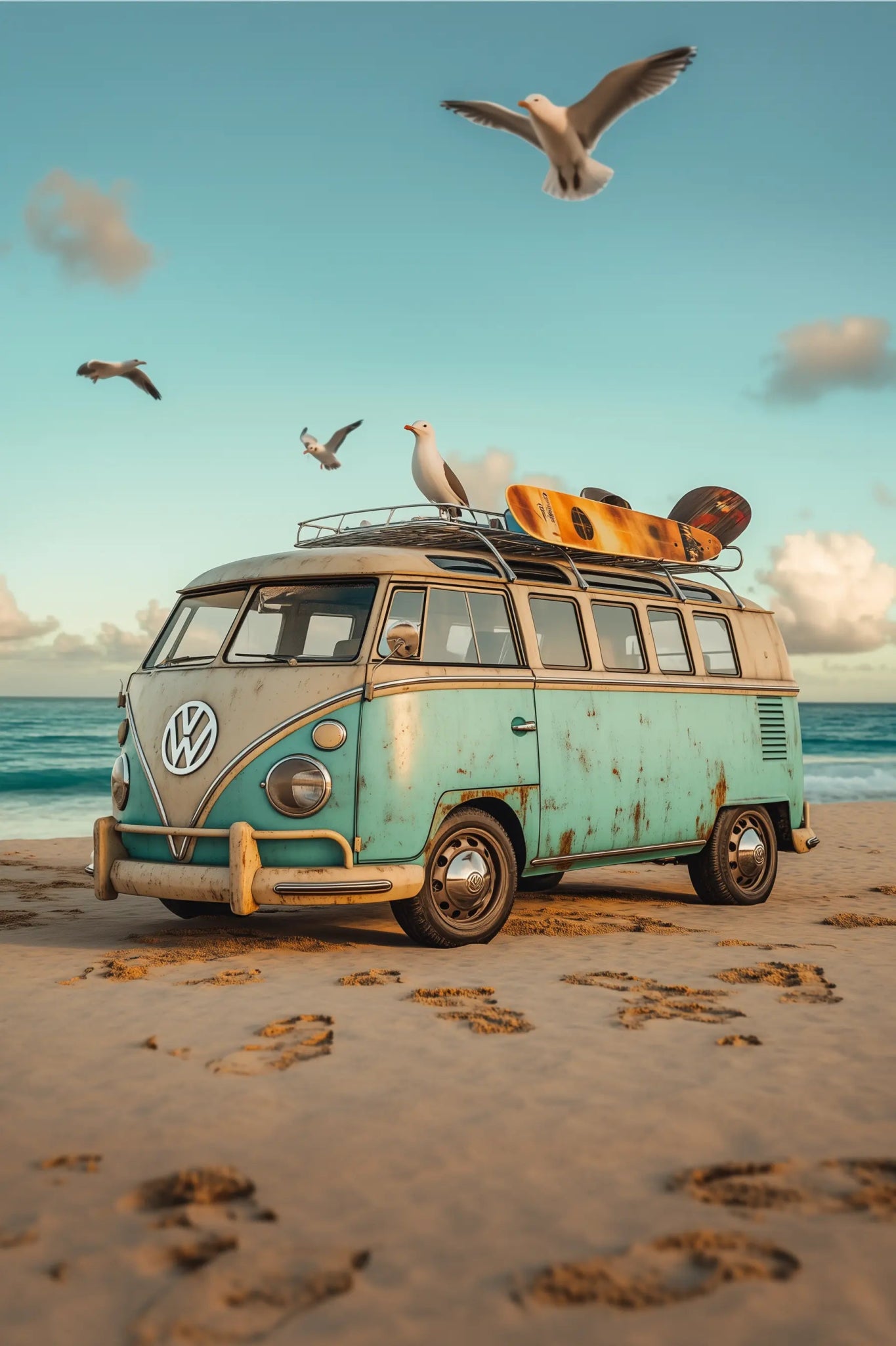 VW Bulli T1 – Nostalgie trifft auf Strandabenteuer | Dein Wandbild - Dein Wandbild